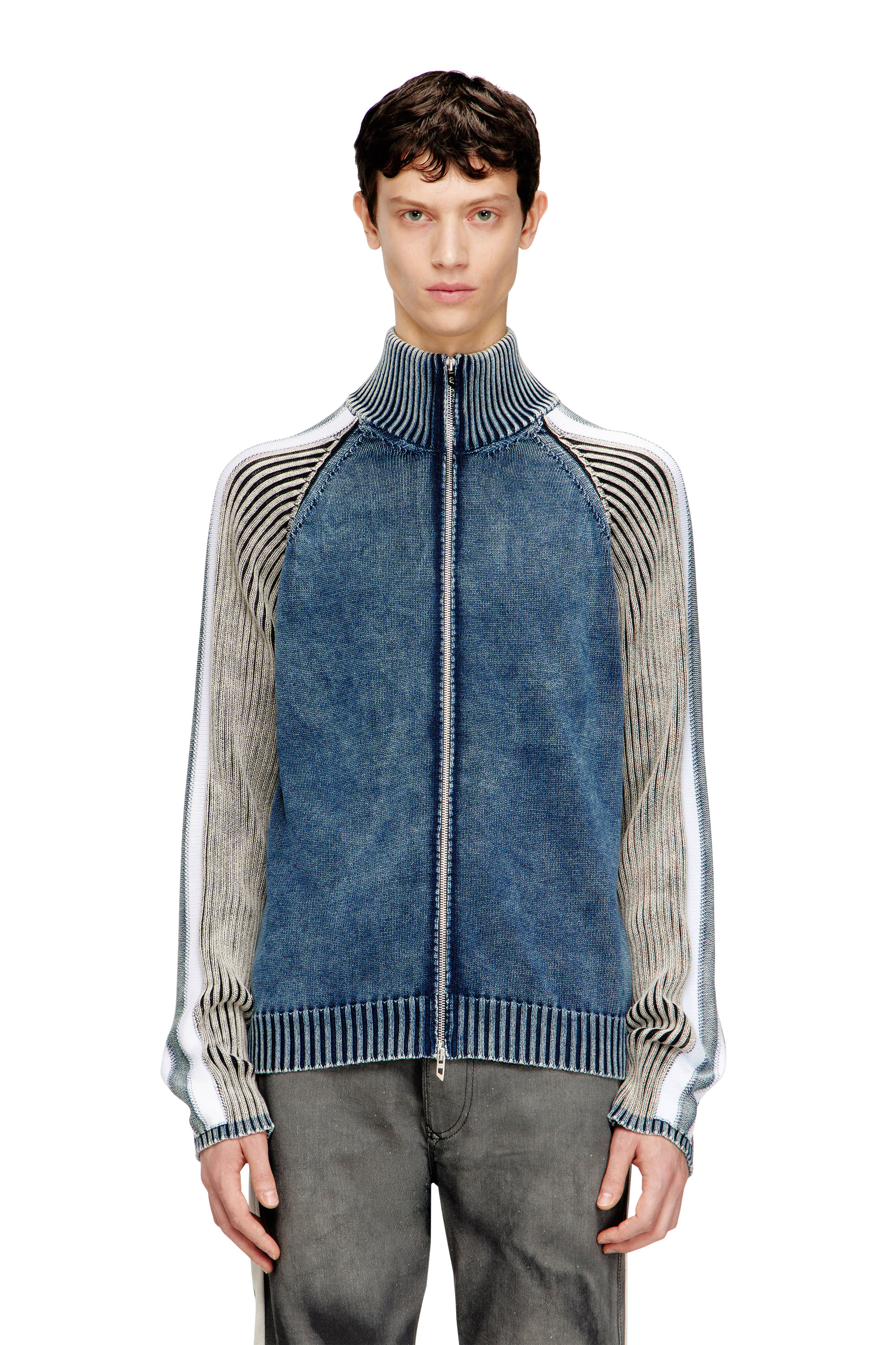 Diesel - K-HERONIMO, Herren Rei&szlig;verschluss-Cardigan mit sportlichen Streifen in null - 1