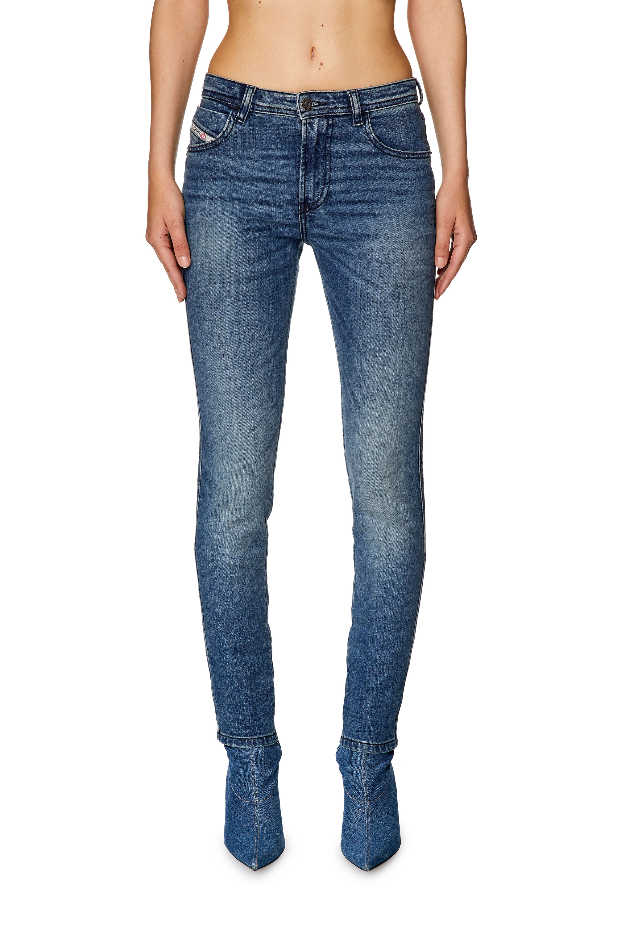 Diesel - 2015 Babhila 0LICM Skinny Jeans, Mittelblau - Image 1