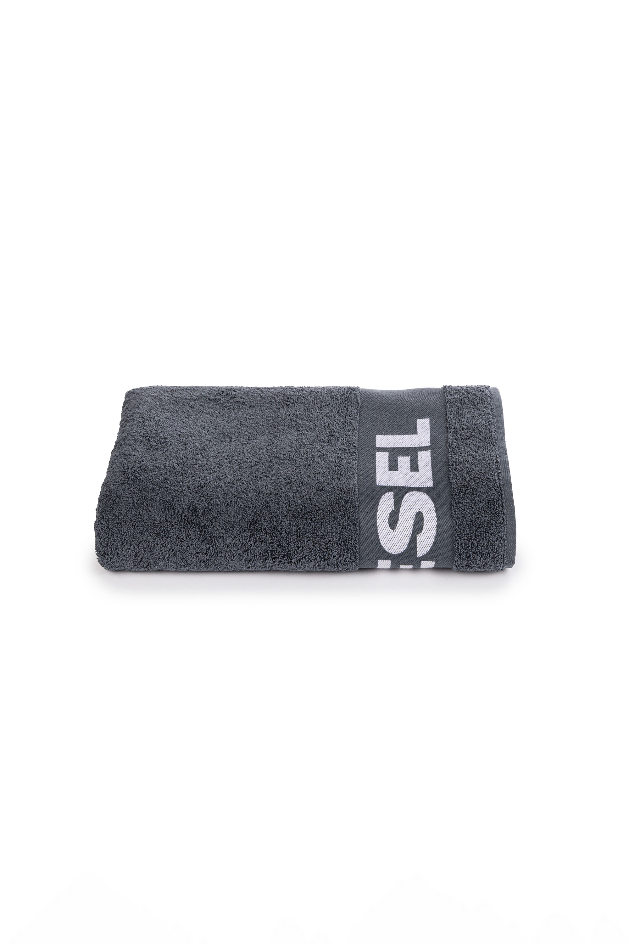 Diesel - 1015211 LOGO-COTTON TOWEL 100X180 GREY, Unisex Tuch aus Baumwoll-Frottee mit Logo in Dunkelgrau - 1