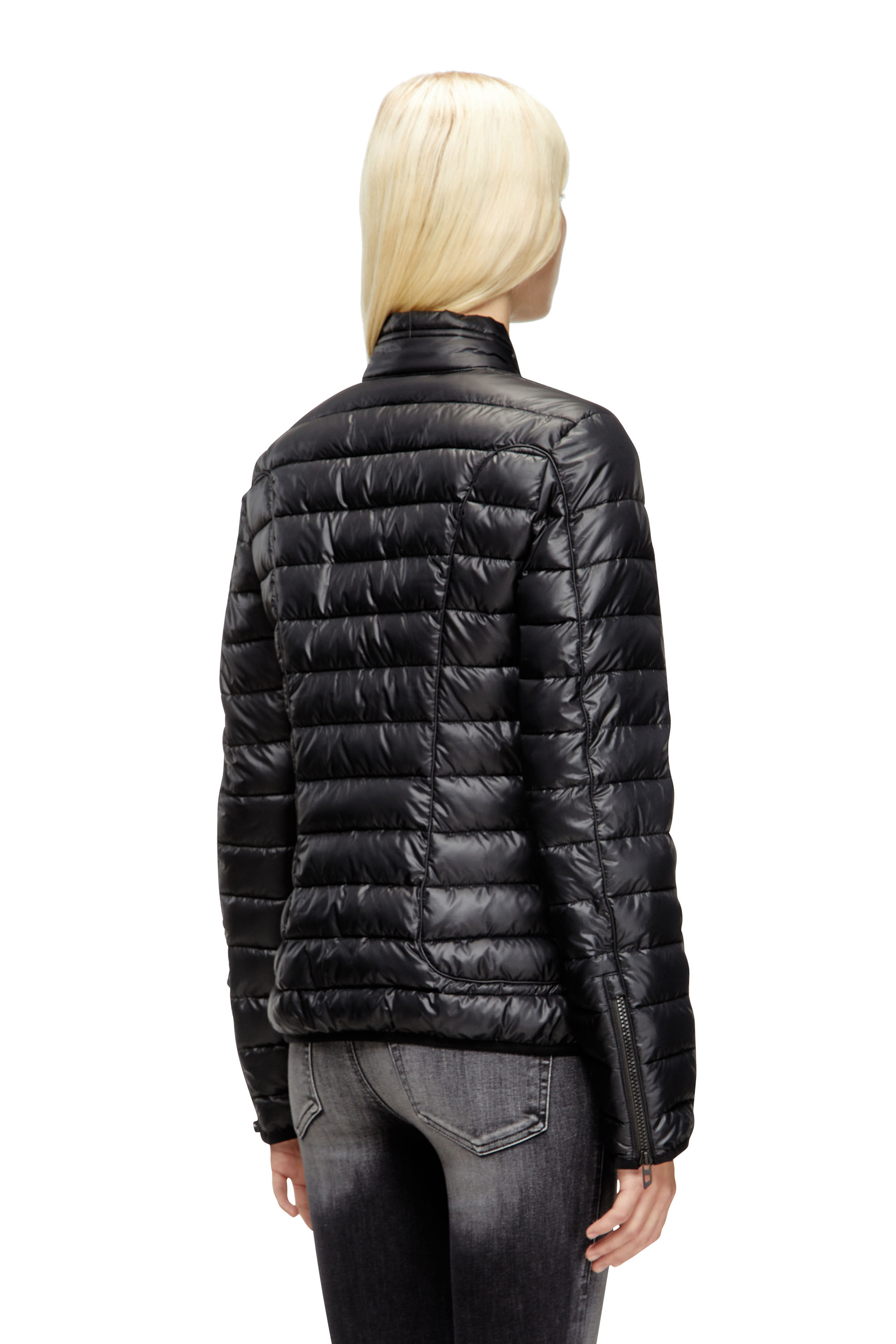 Diesel - W-PILOT-FEM, Damen Steppjacke mit Biker-Details in Schwarz - 4