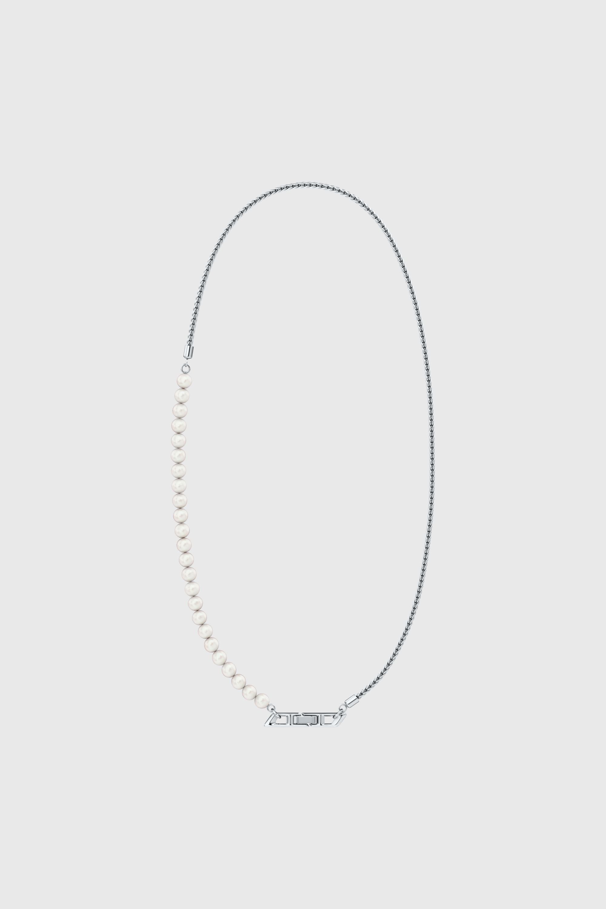 Diesel - DL1369040 STERLING SILVER JEWEL, Unisex Halskette aus Sterlingsilber und Perlen in Silber - 1