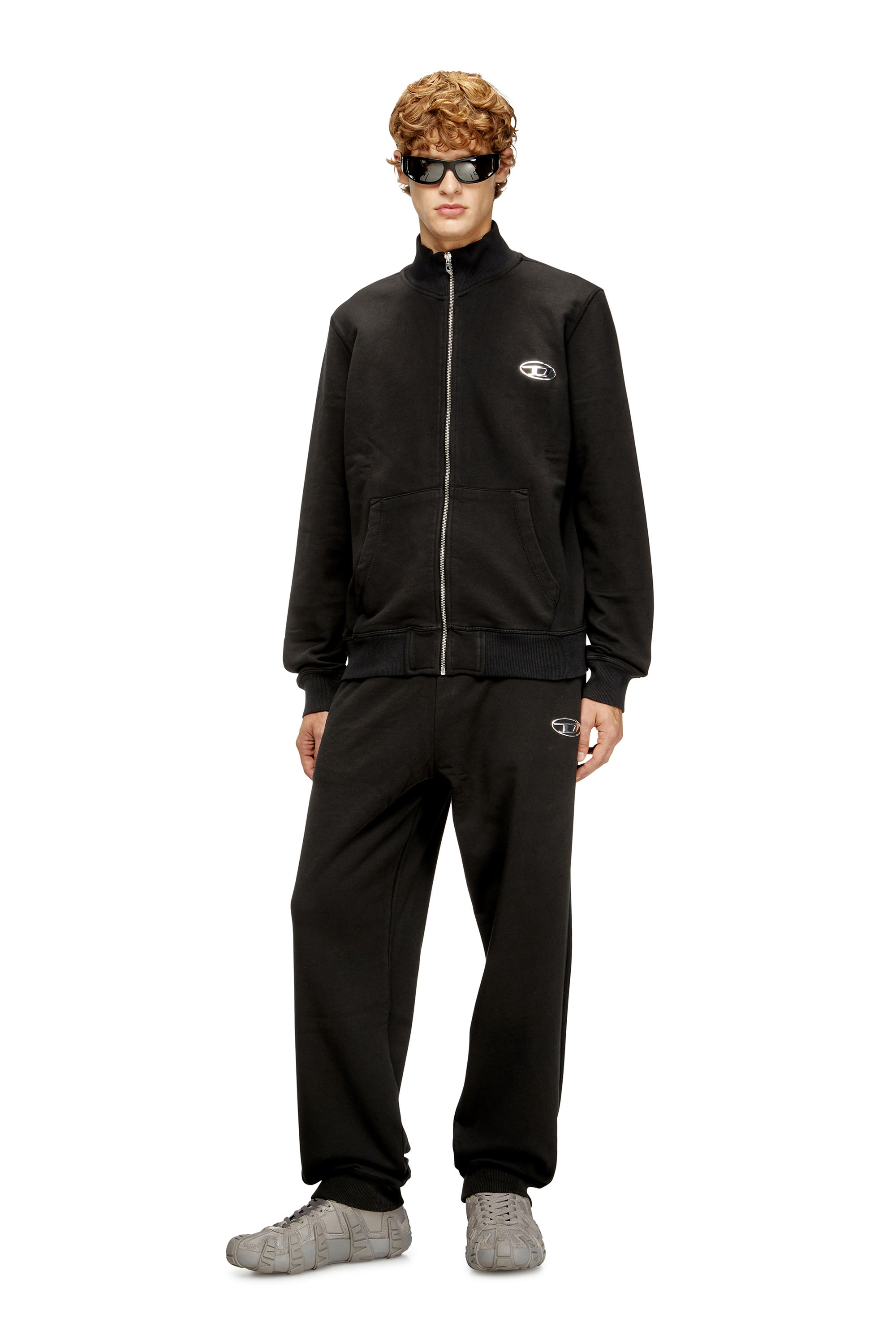 P-MARKY-IOD, Schwarz Diesel - P-MARKY-IOD, Herren Baumwollsweatpants mit metallischem Oval D in Schwarz - 1