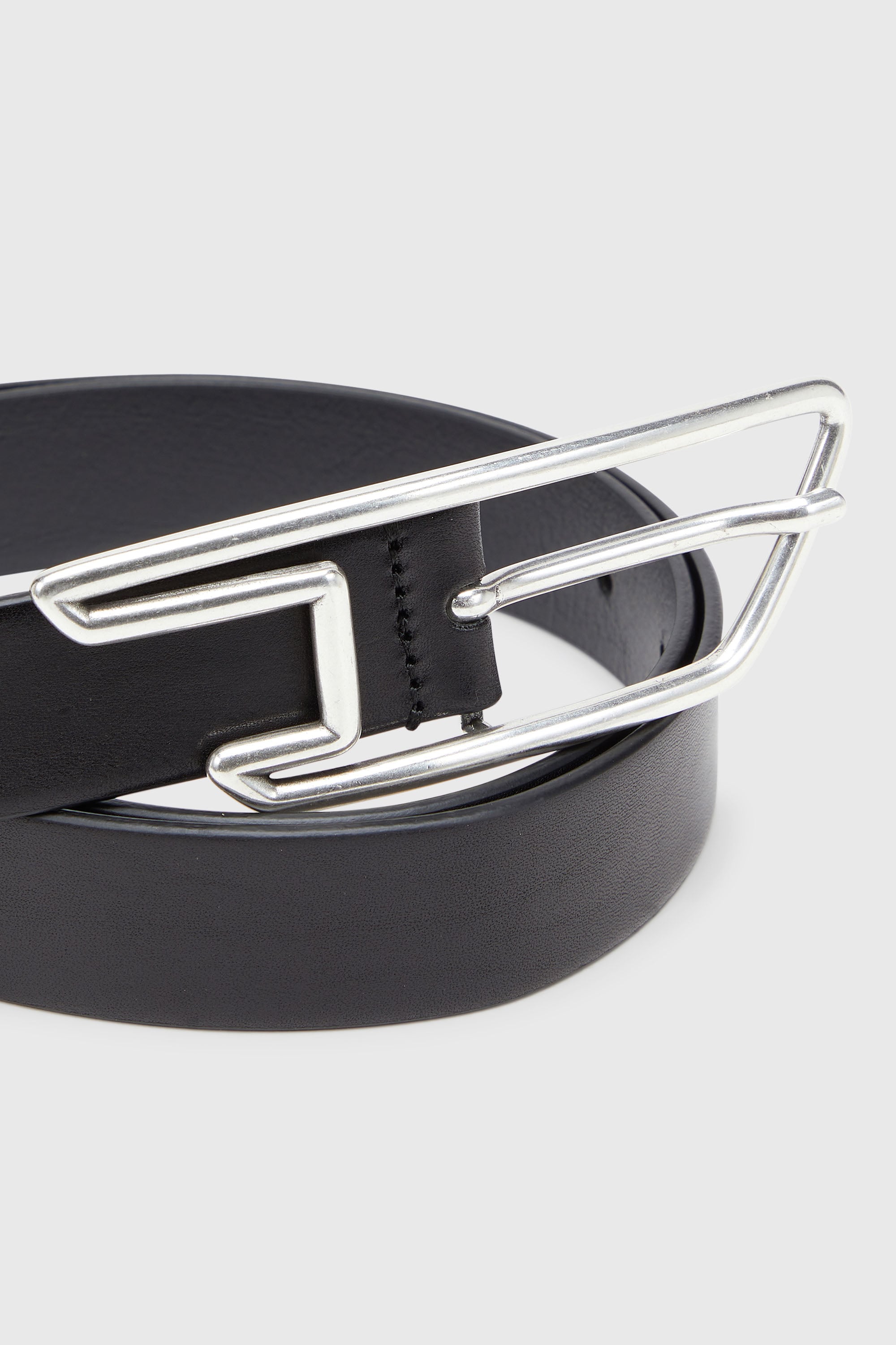 Diesel - B-D LINE 30, Unisex 3 cm breiter Lederg&uuml;rtel mit D-Logo-Schnalle in Schwarz - 2