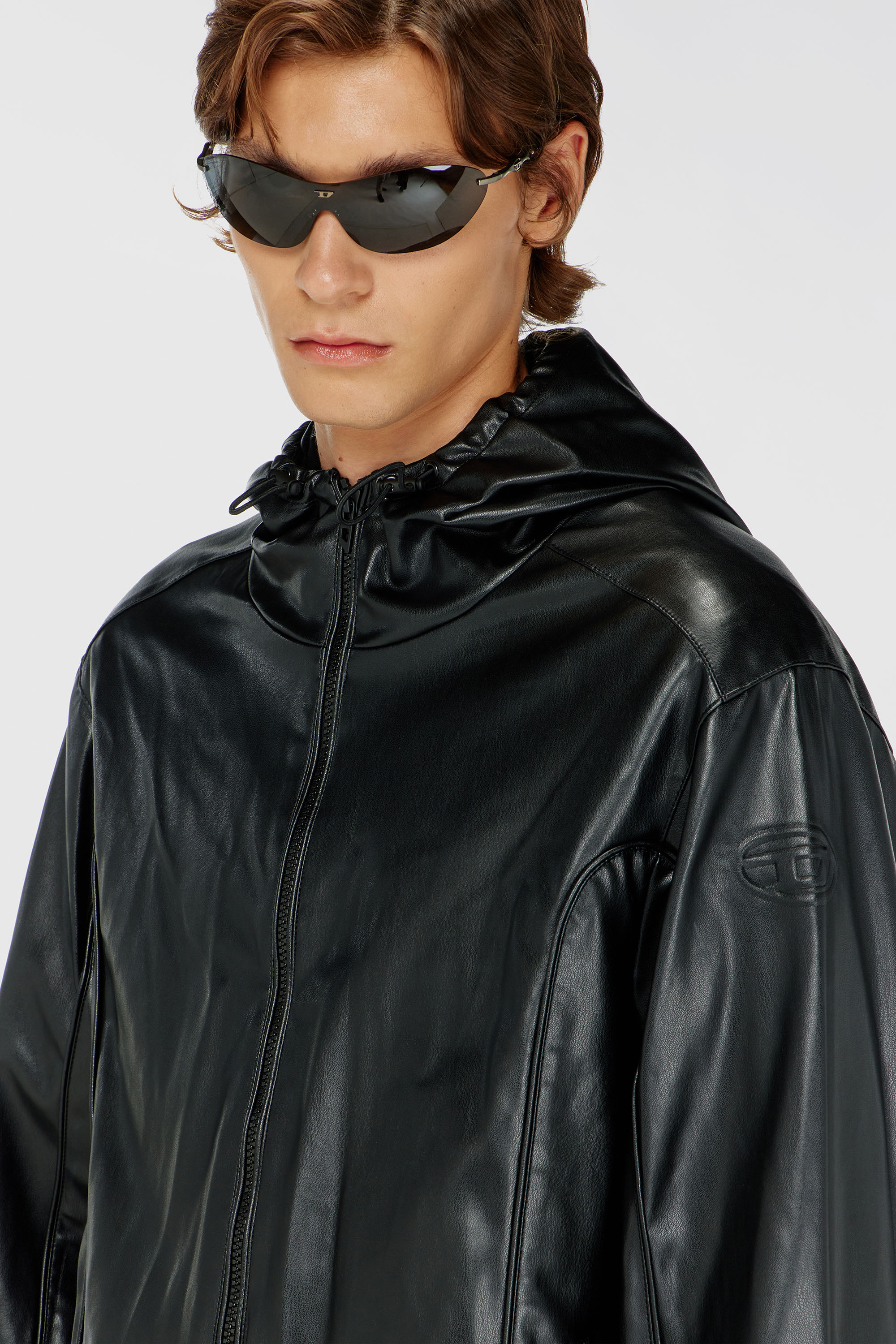 Diesel - J-HIVES-PGBX, Herren Windjacke mit Kapuze aus beschichtetem Stoff in Schwarz - 5
