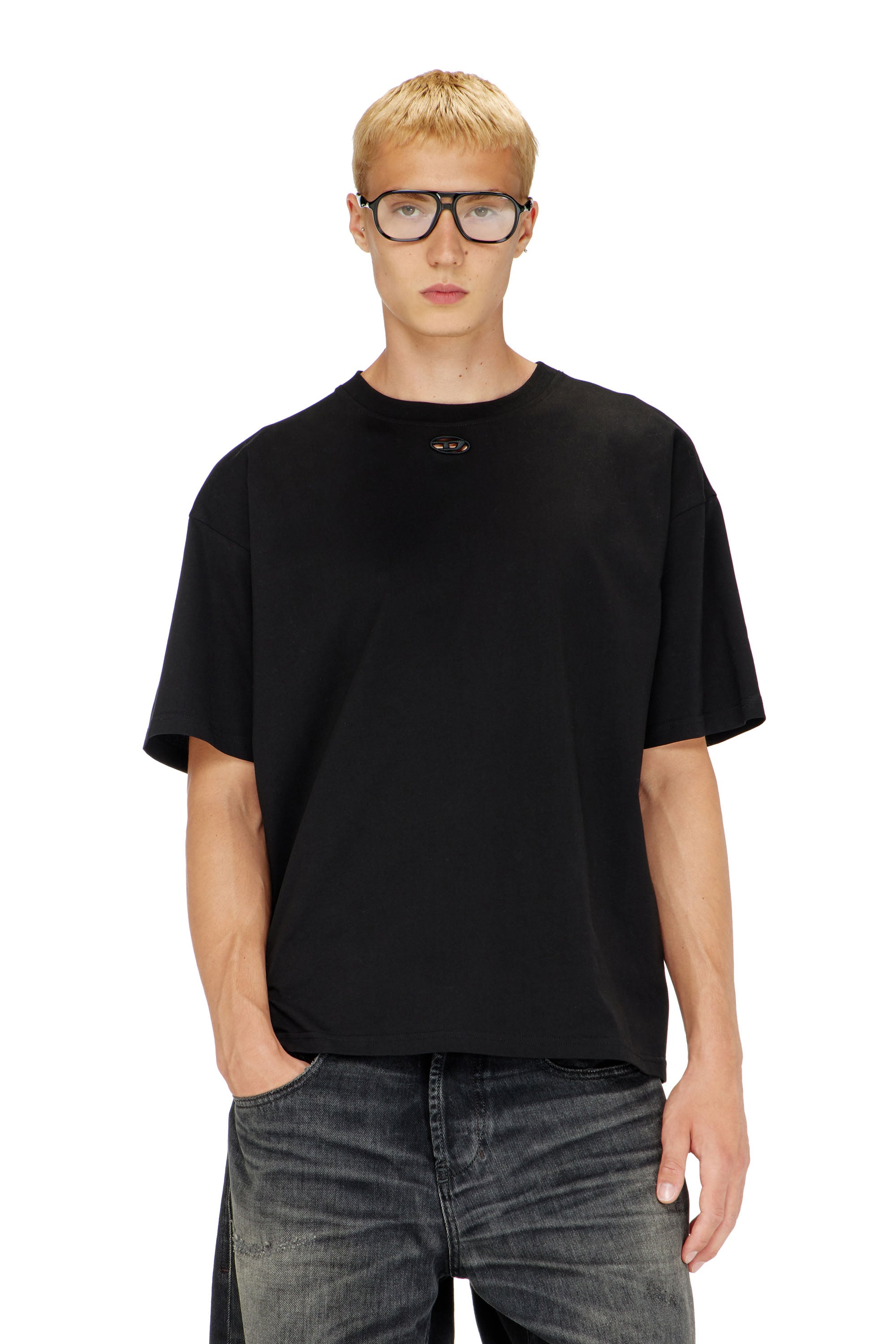 Diesel - T-BOXT-DCO, Herren Locker geschnittenes Baumwoll-T-Shirt mit Oval D Stickerei in Schwarz - 1