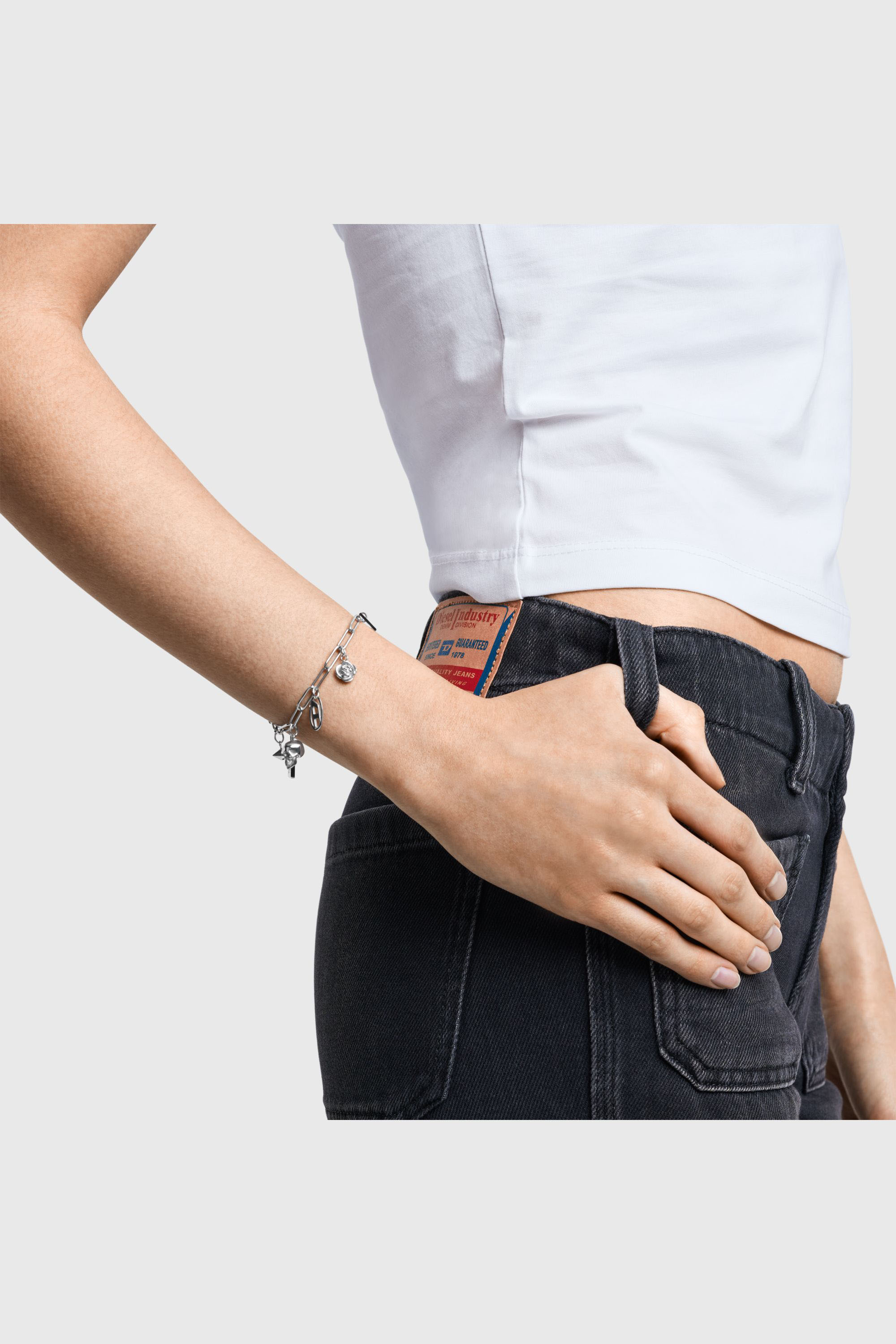 Diesel - DX1604040, Unisex Charm-Armband aus Edelstahl in Silber - 3