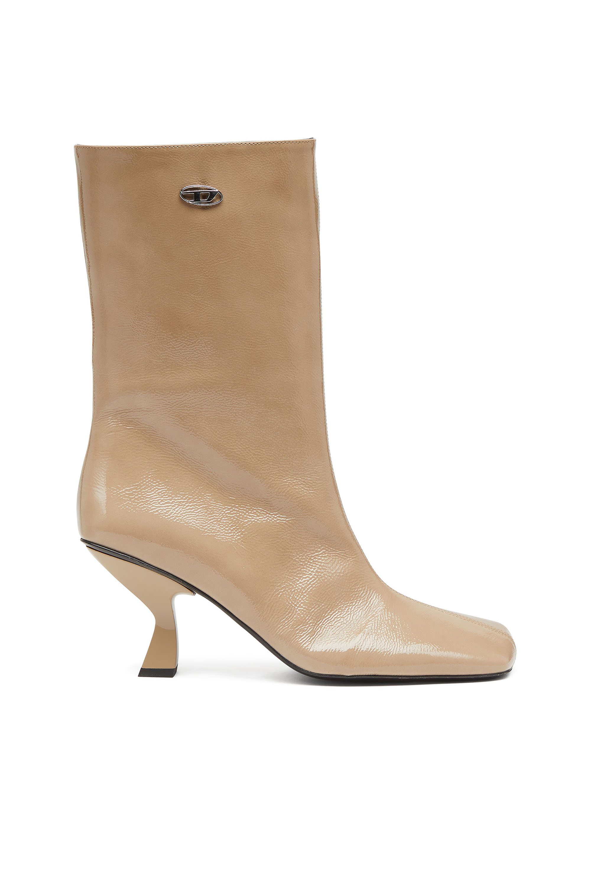Diesel - D-AMBER TUBE 75, Damen D-Amber-Stiefeletten mit quadratischer Spitze und Naplak-Effekt in Beige - 1
