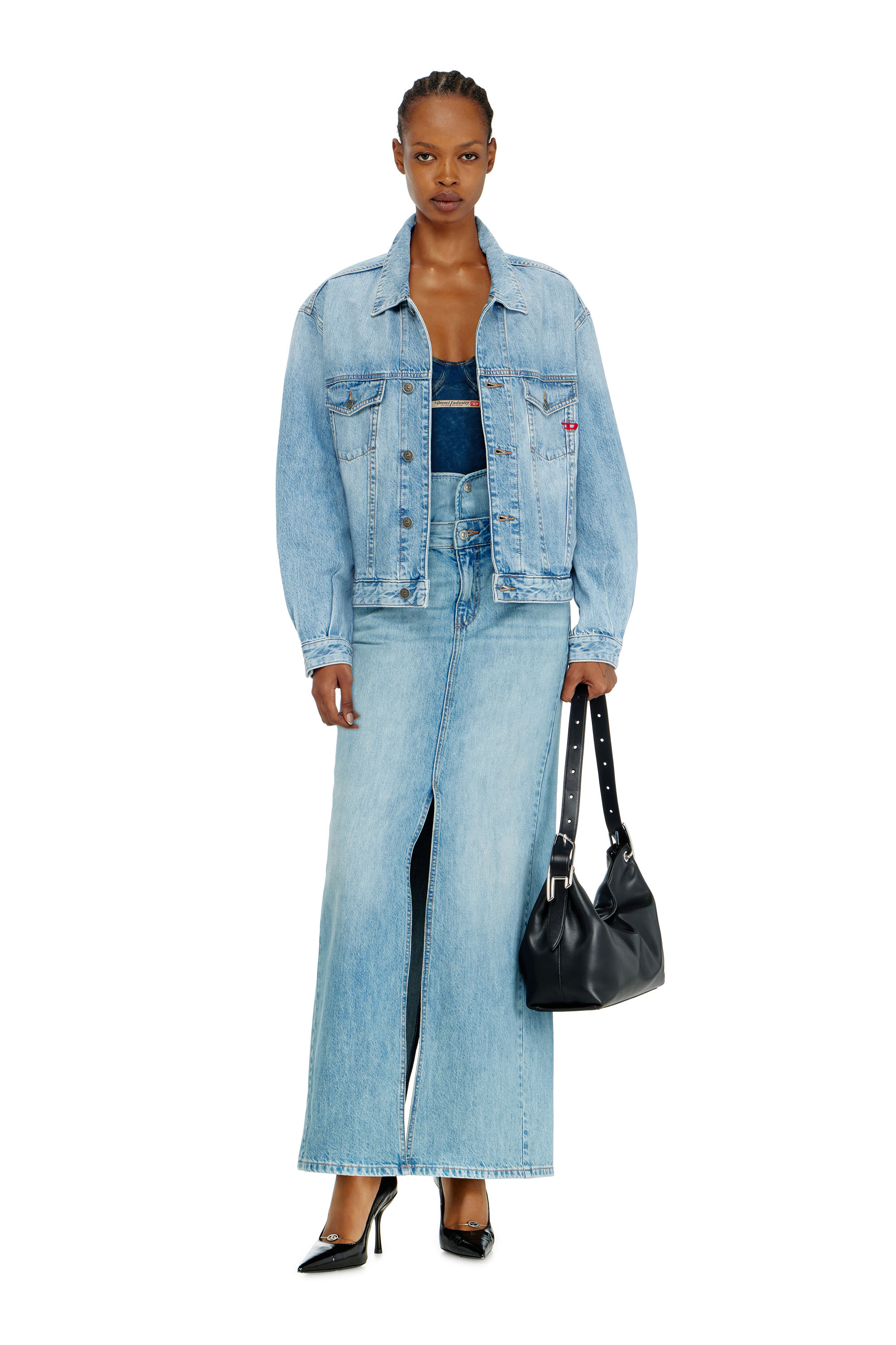 Diesel - D-RANGER, Unisex Trucker-Jacke aus denim in Hellblau - 7