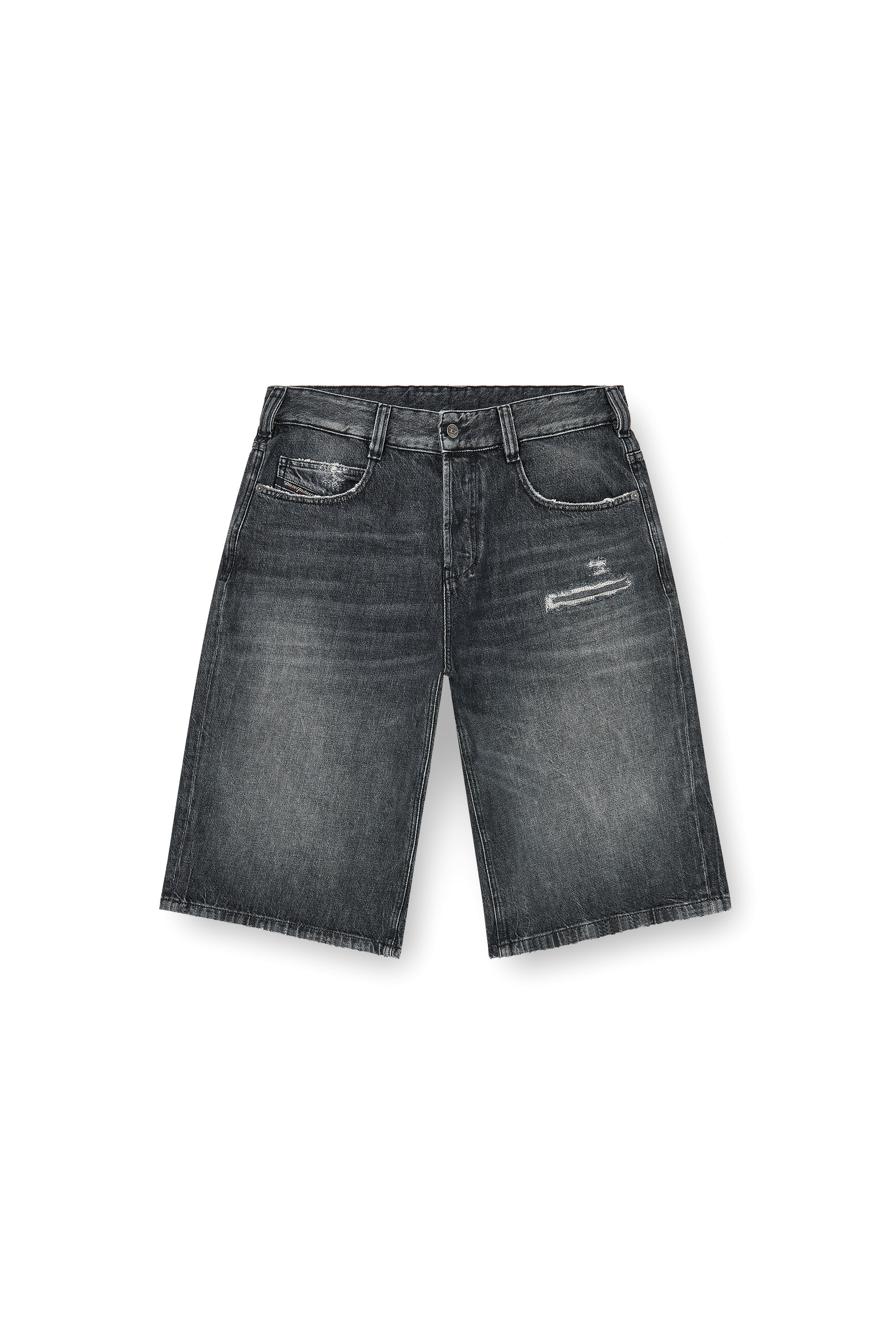 Diesel - D-ENIM-M-SHORT, Unisex Denim relaxed shorts mit Abrasionen in Dunkelgrau - 3