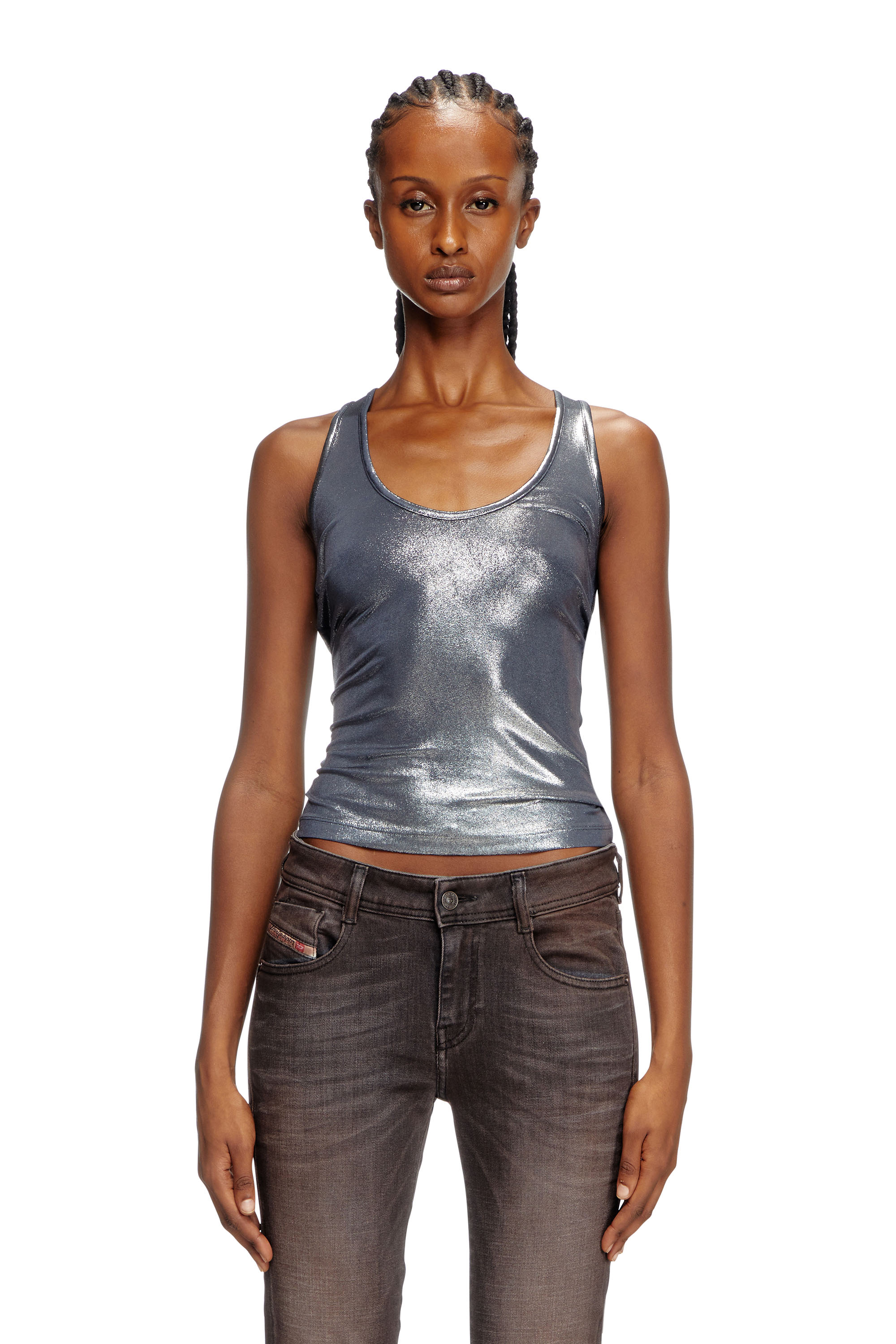 Diesel - T-AMA, Damen Metallic-Tanktop in Blau - 1