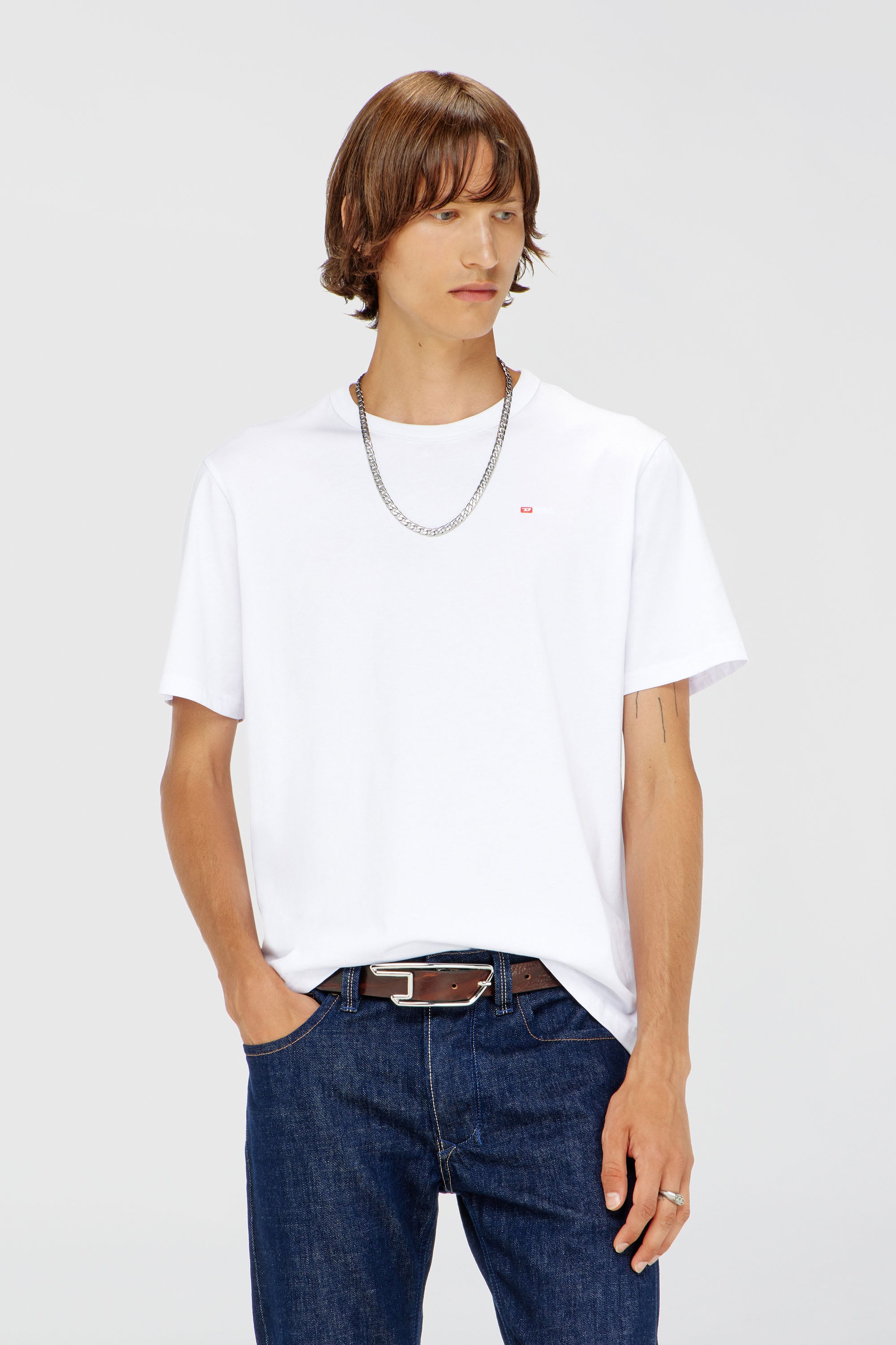 Diesel - T-ADJUST-MICRODIV, Unisex T-Shirt mit gesticktem Mikro-Logo in Wei&szlig; - 1