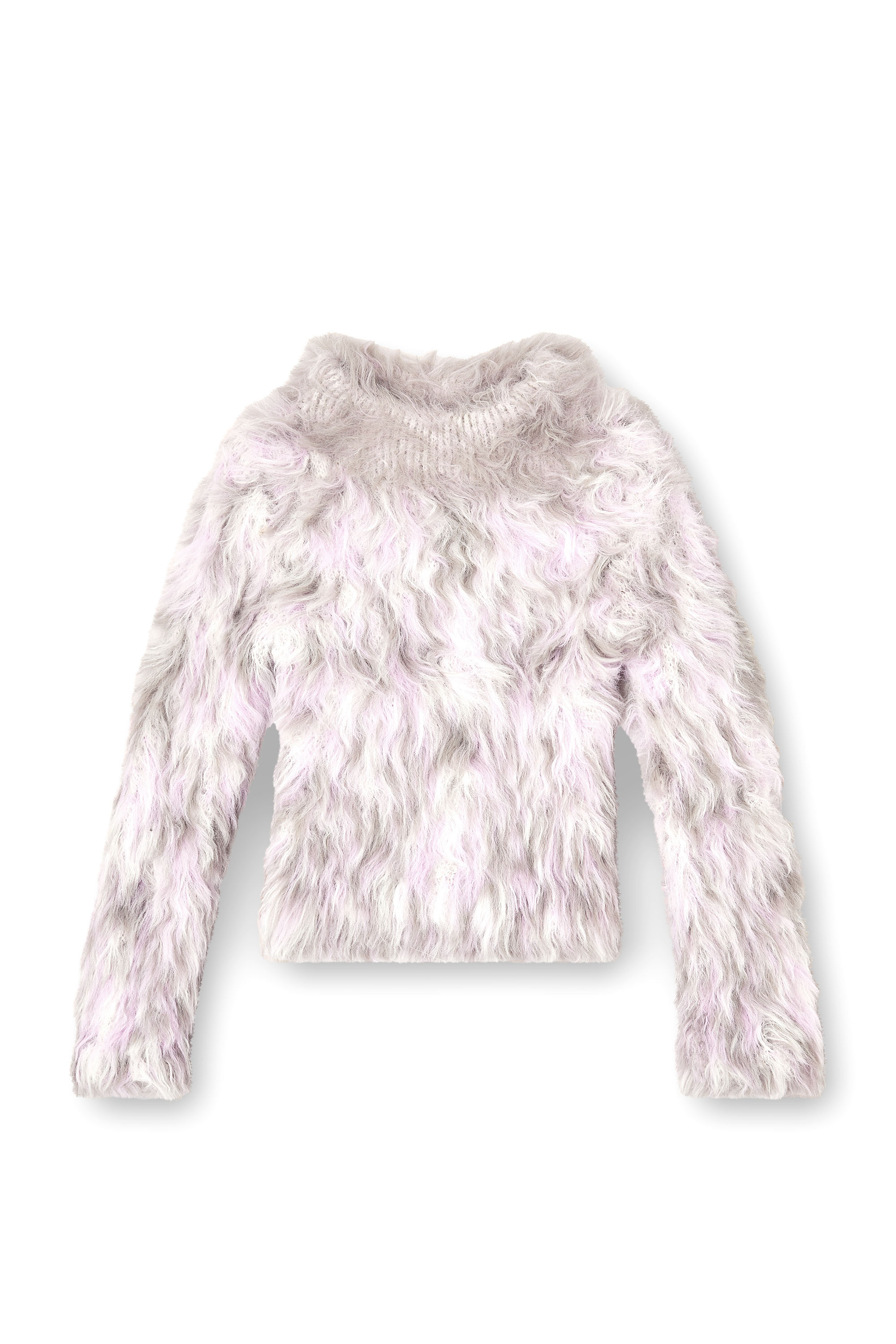 Diesel - M-ANNIKA, Damen Flauschiger Jacquard-Strickpullover in Violett/Grau - 3