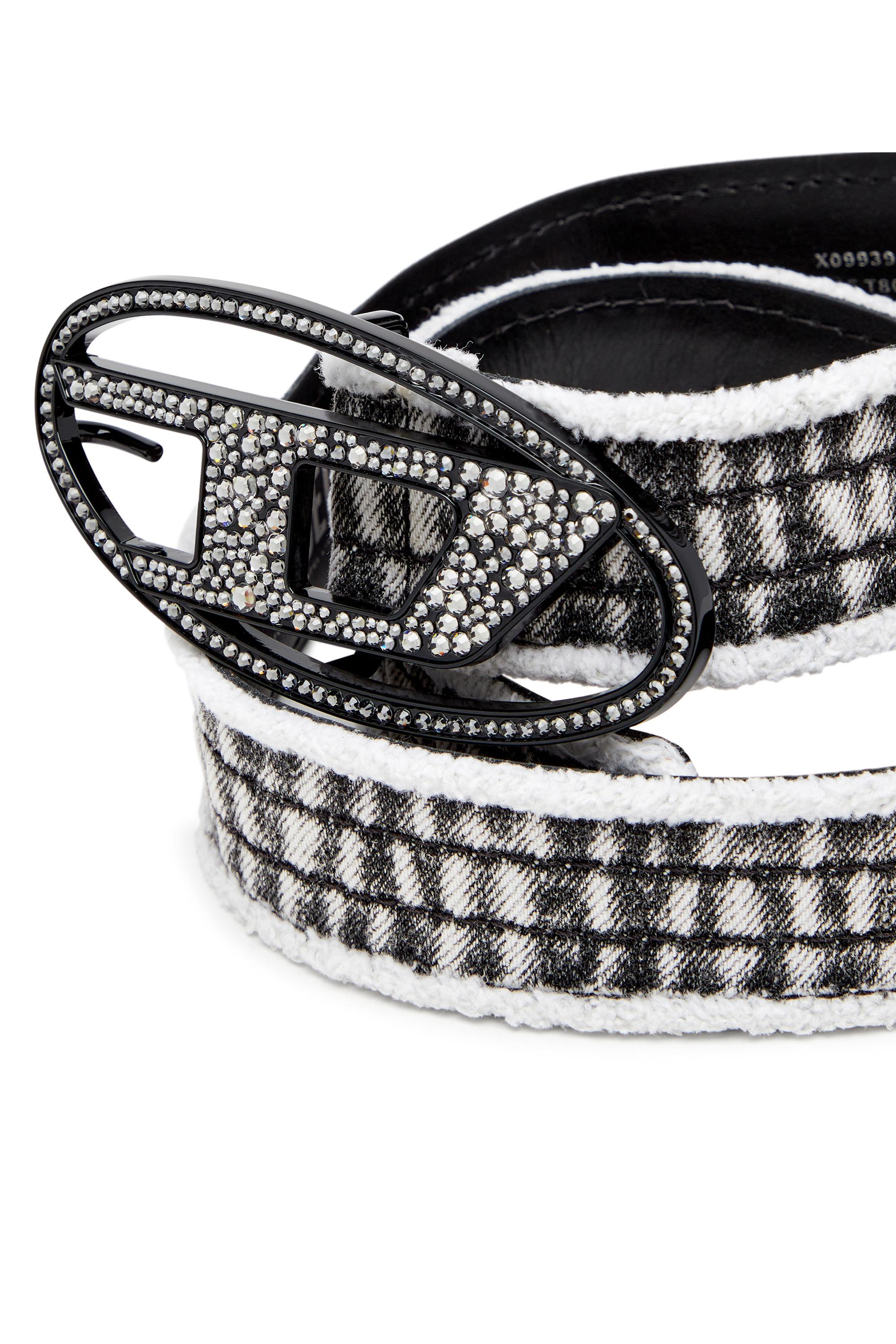Diesel - B-1DR STRASS, Damen Gürtel aus Denim und Leder mit Kristallschnalle in Schwarz - 3