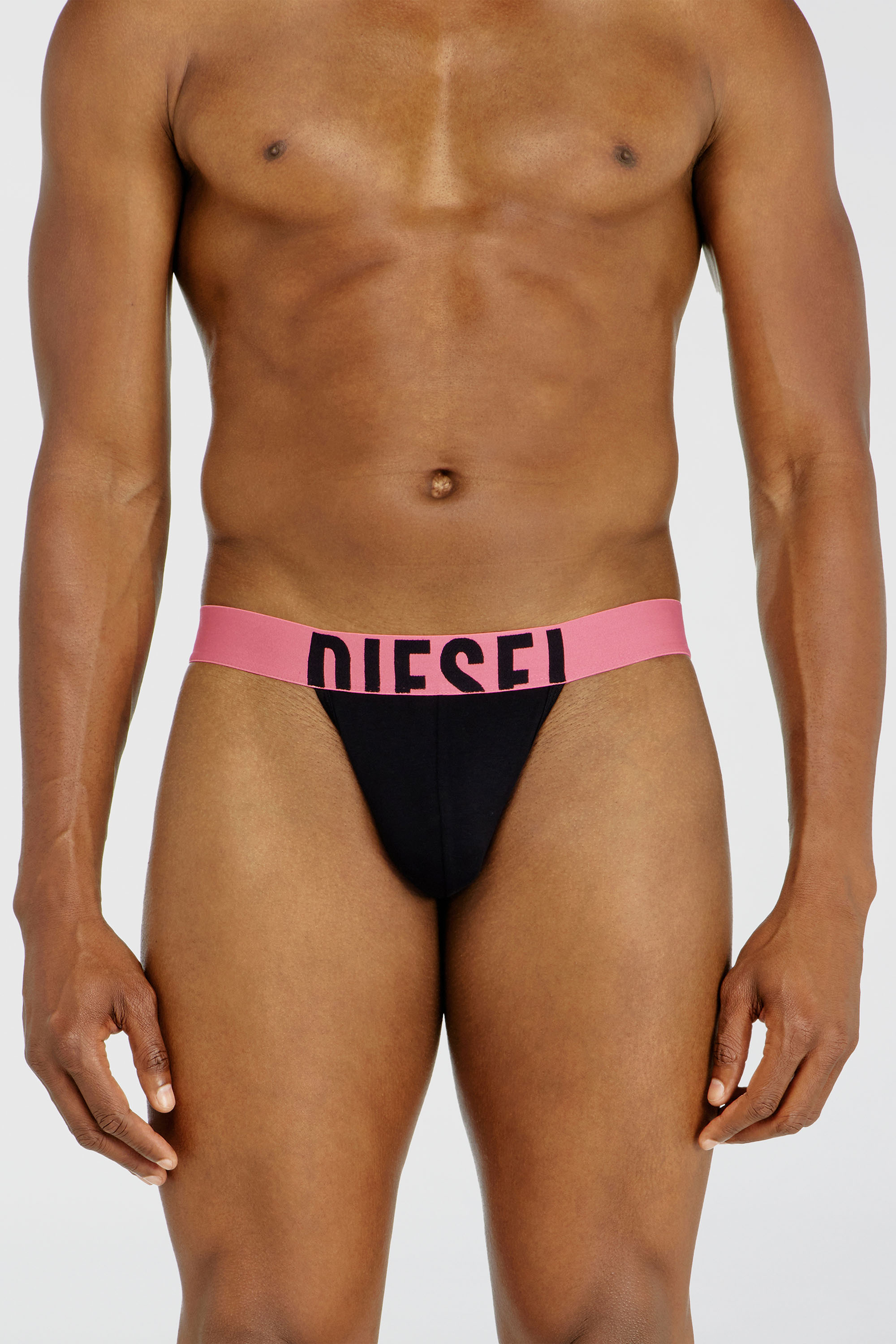 Diesel - FRITZ-D-POP-3PACK, Herren Dreierpack Tangas mit markantem Logo-Bund in Schwarz/Rosa - 2