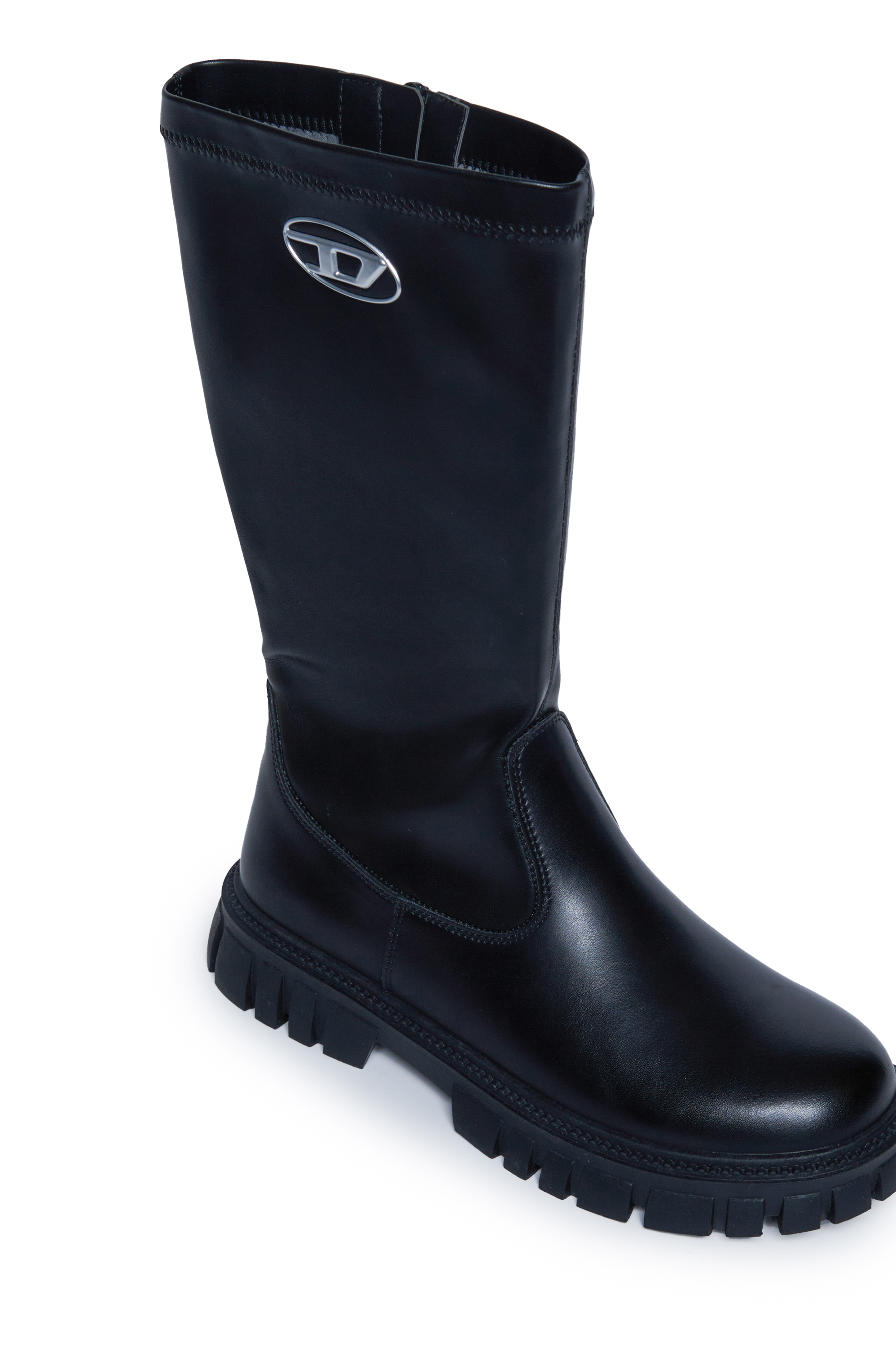 Diesel - D-HAMMER KNT, Unisex Kniehohe Boots aus Leder in Schwarz - 5