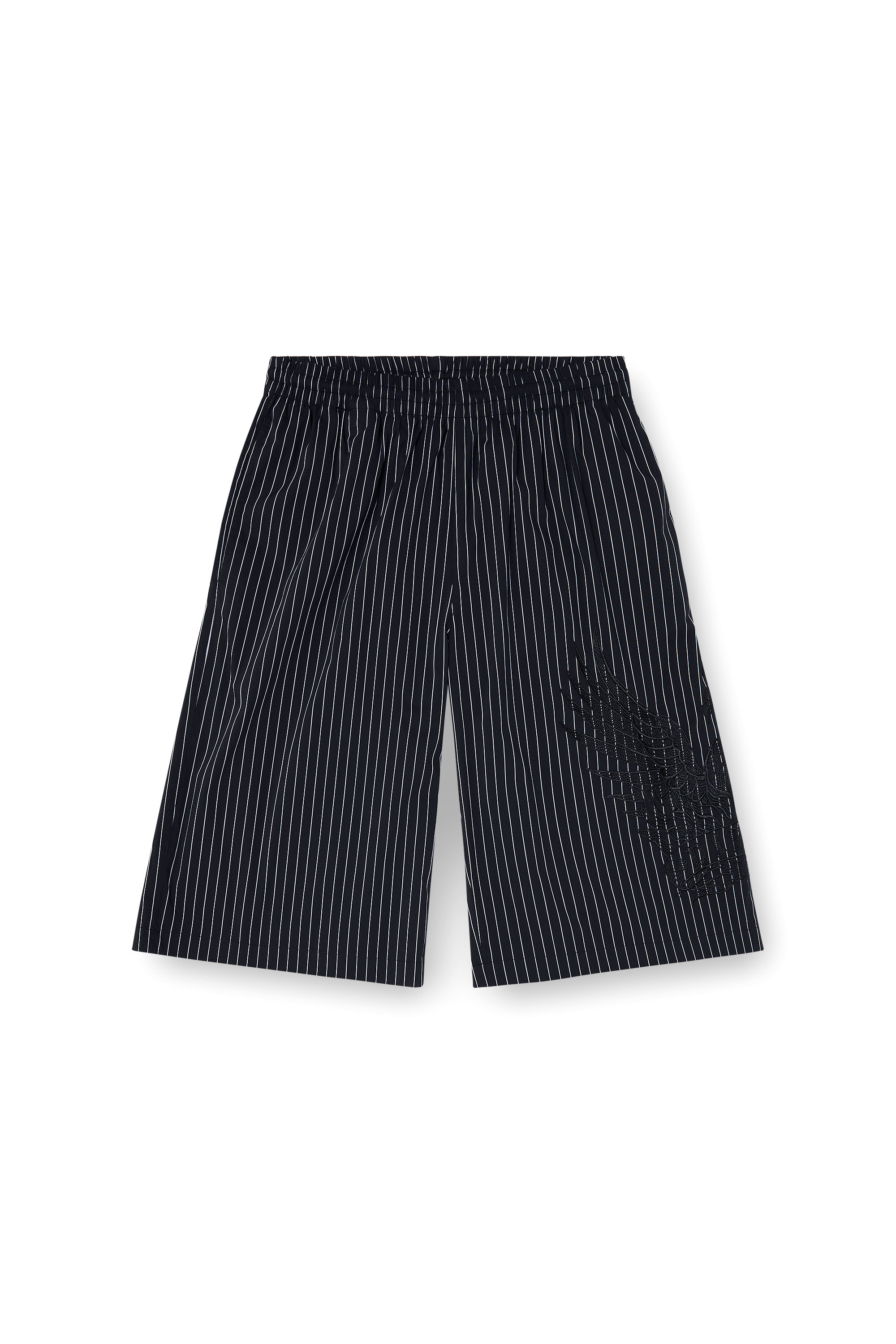Diesel - P-THEO-SHORT-NJCA, Herren Pinstripe-Shorts mit Phoenix-Stickerei in Schwarz - 4