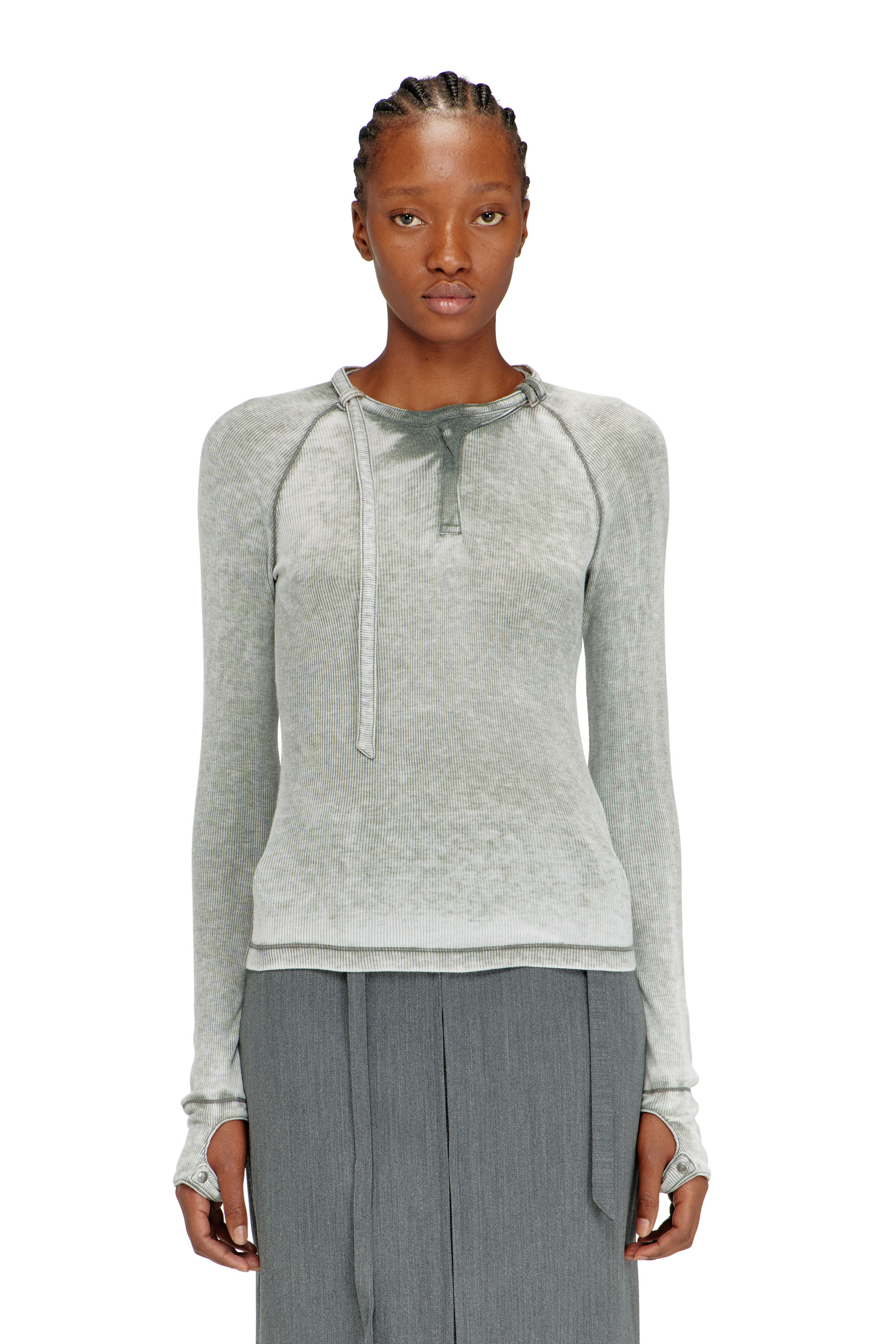 Diesel - T-ECLA, Damen Rippjersey-Top mit Biker-Nackenriemen in null - 1