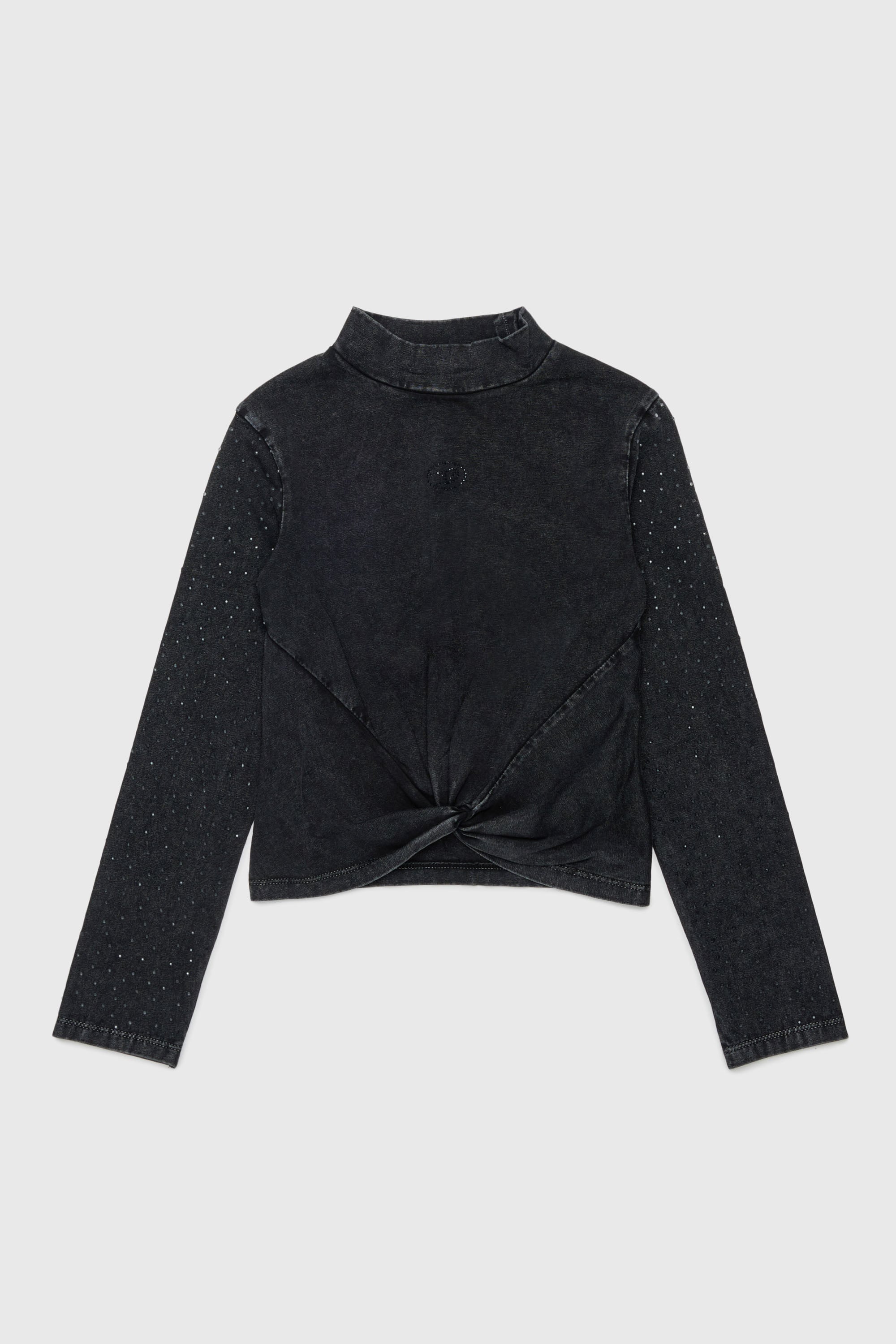Diesel - TKNOT, Woman's Twist-hem top with rhinestones in Black - 1