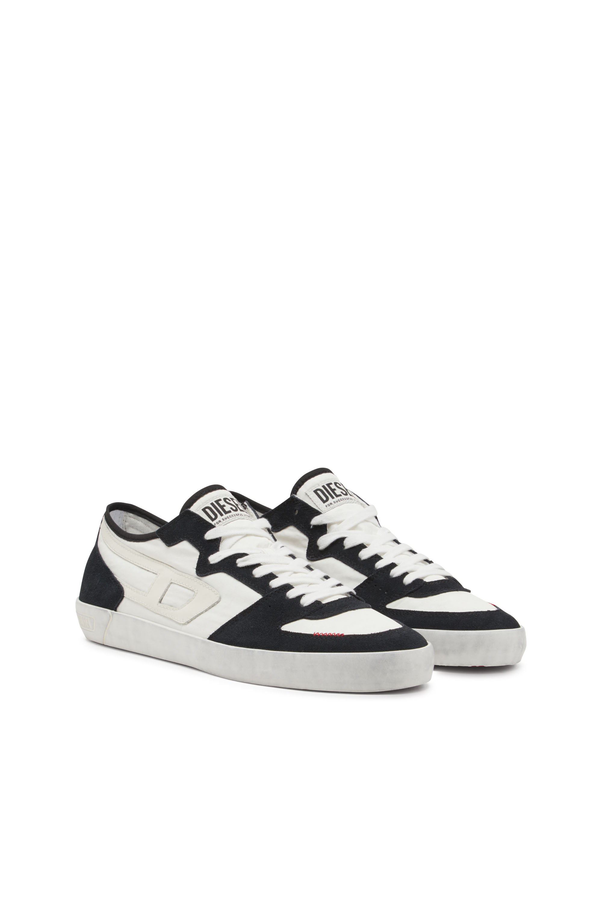 Diesel - S-LEROJI D-1 LOW, Herren Sneakers aus gepolstertem Ripstop und Veloursleder in Schwarz/Weiss - 2