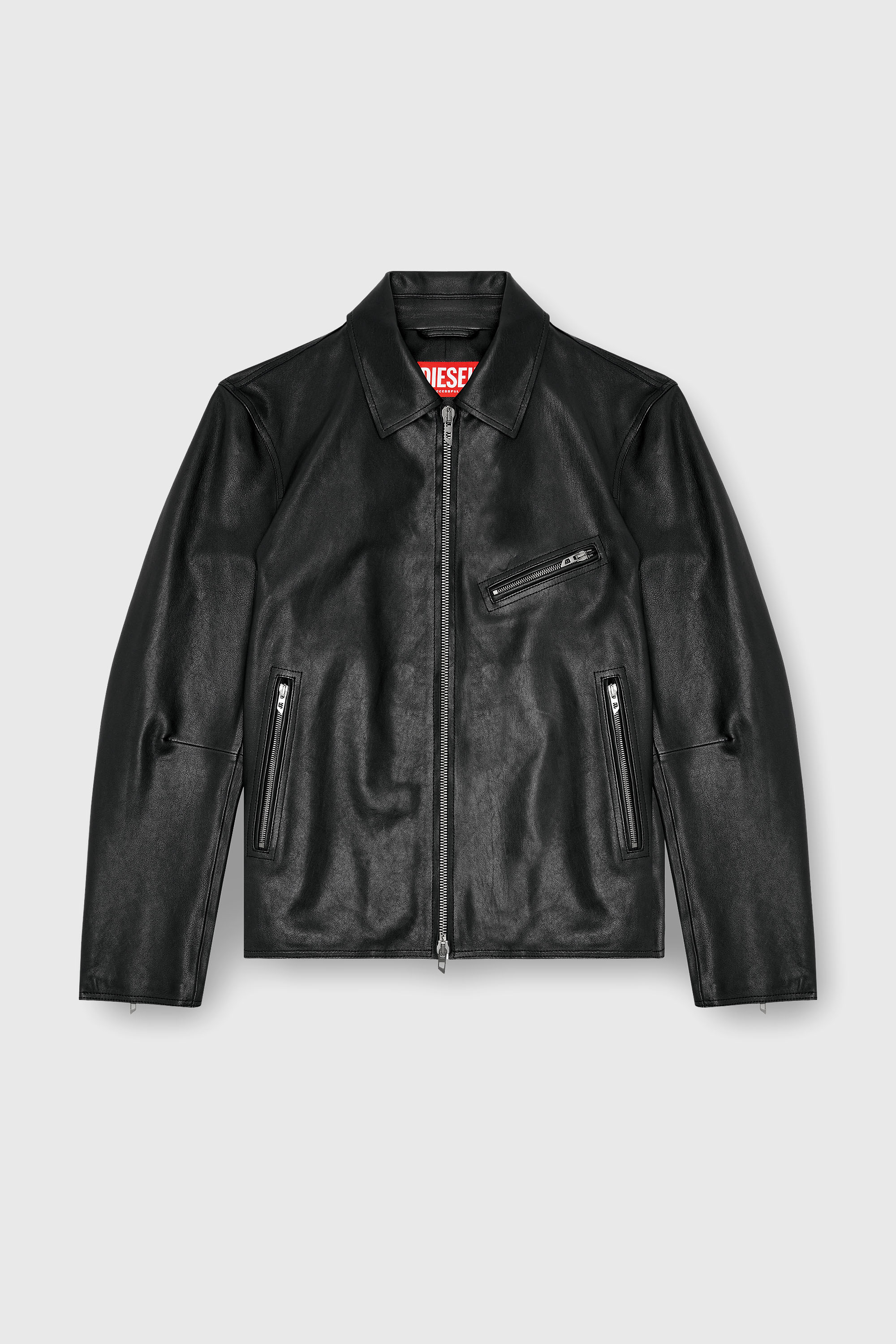 Diesel - L-KORN-A, Herren Jacke aus Leder mit Oval D-Pr&auml;gung in Schwarz - 2
