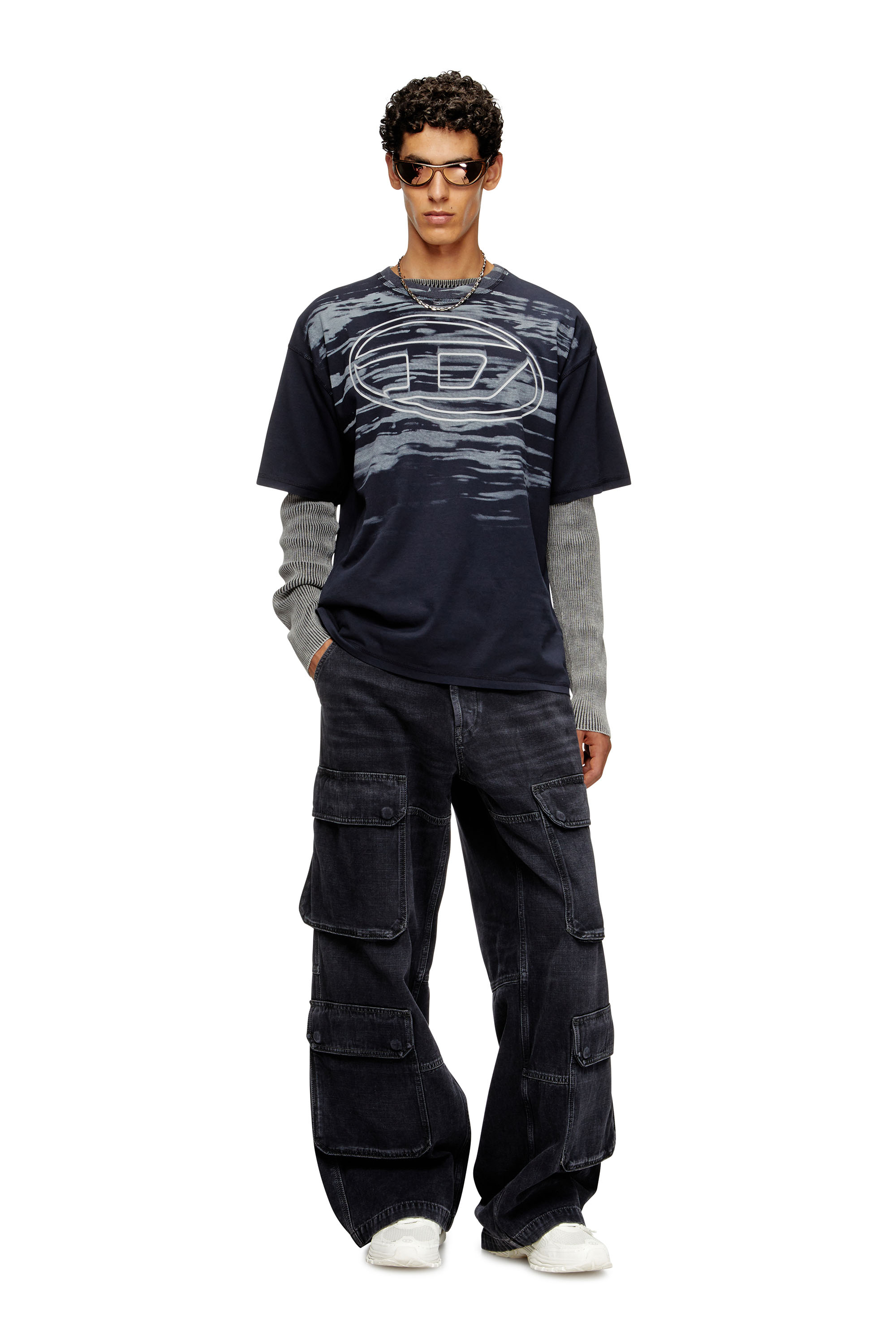 Diesel - T-BOXT-T5, Man's Cotton T-shirt with Oval D print in Dark Blue - 2