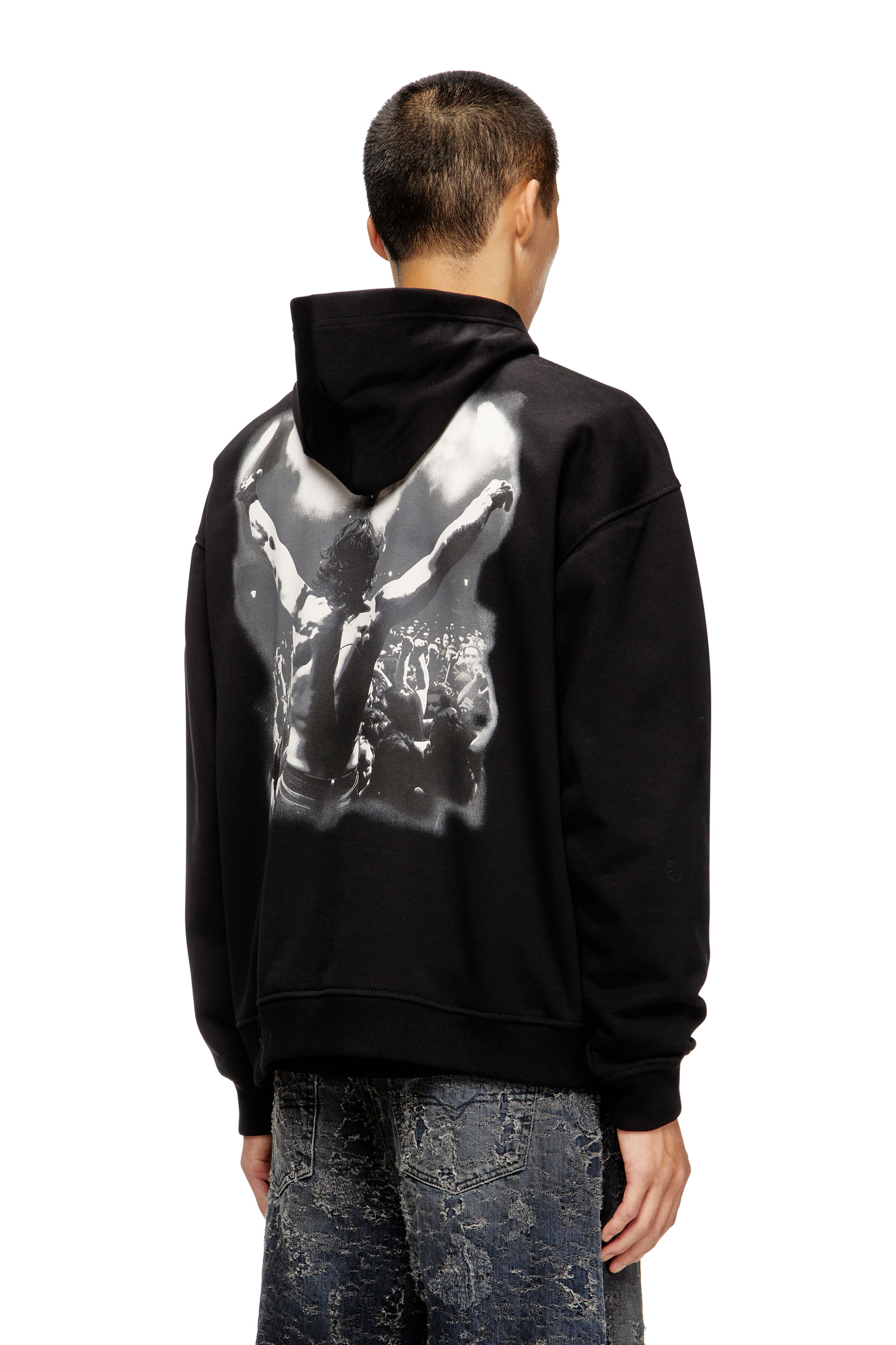 Diesel - S-BOXT-HOOD-T5, Herren Baumwoll-Hoodie mit Druck auf der Rückseite in Schwarz - 4