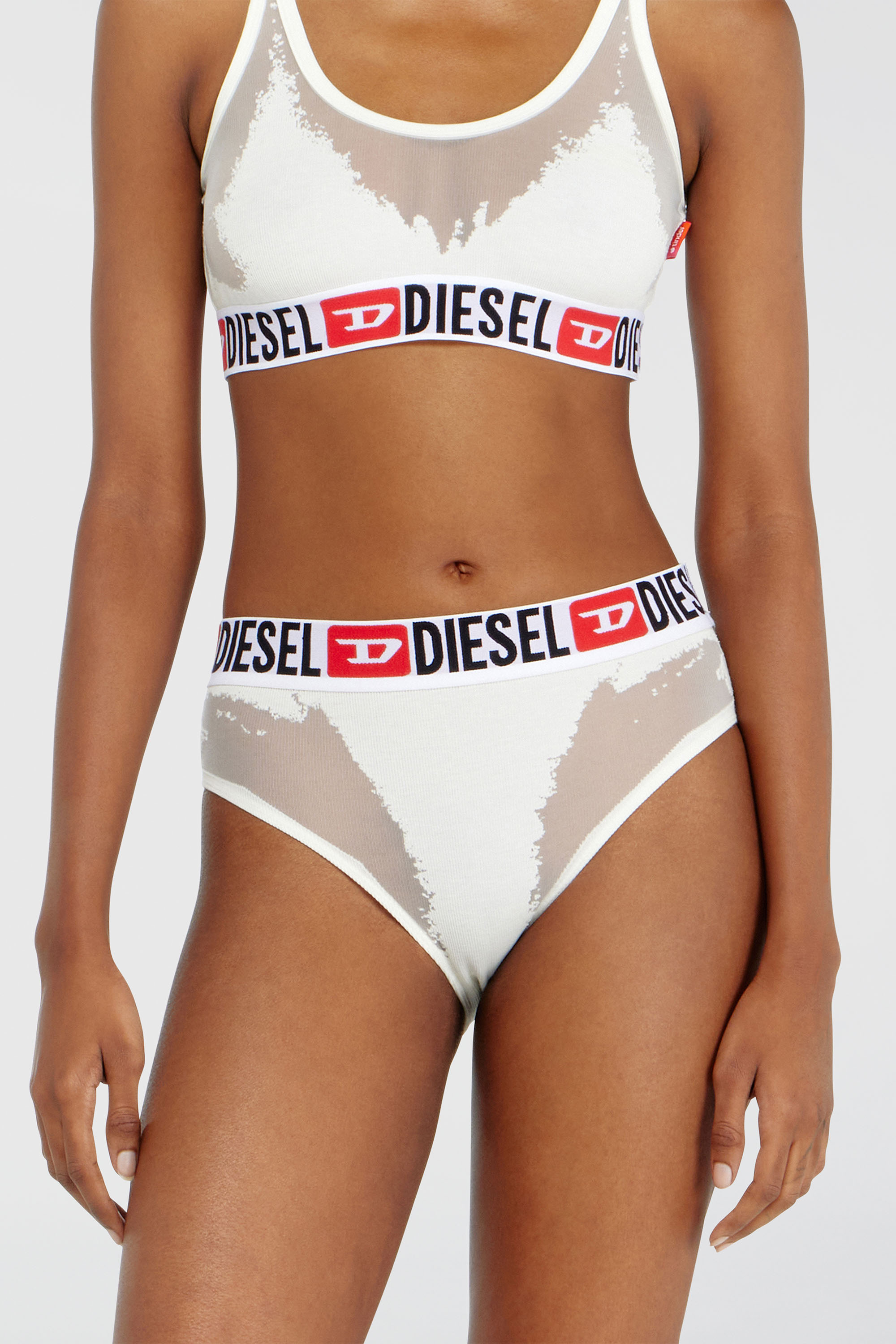 Diesel - PR-SAM-D-CORE, Damen Slips mit transparentem Devor&eacute;-Effekt in Wei&szlig; - 3