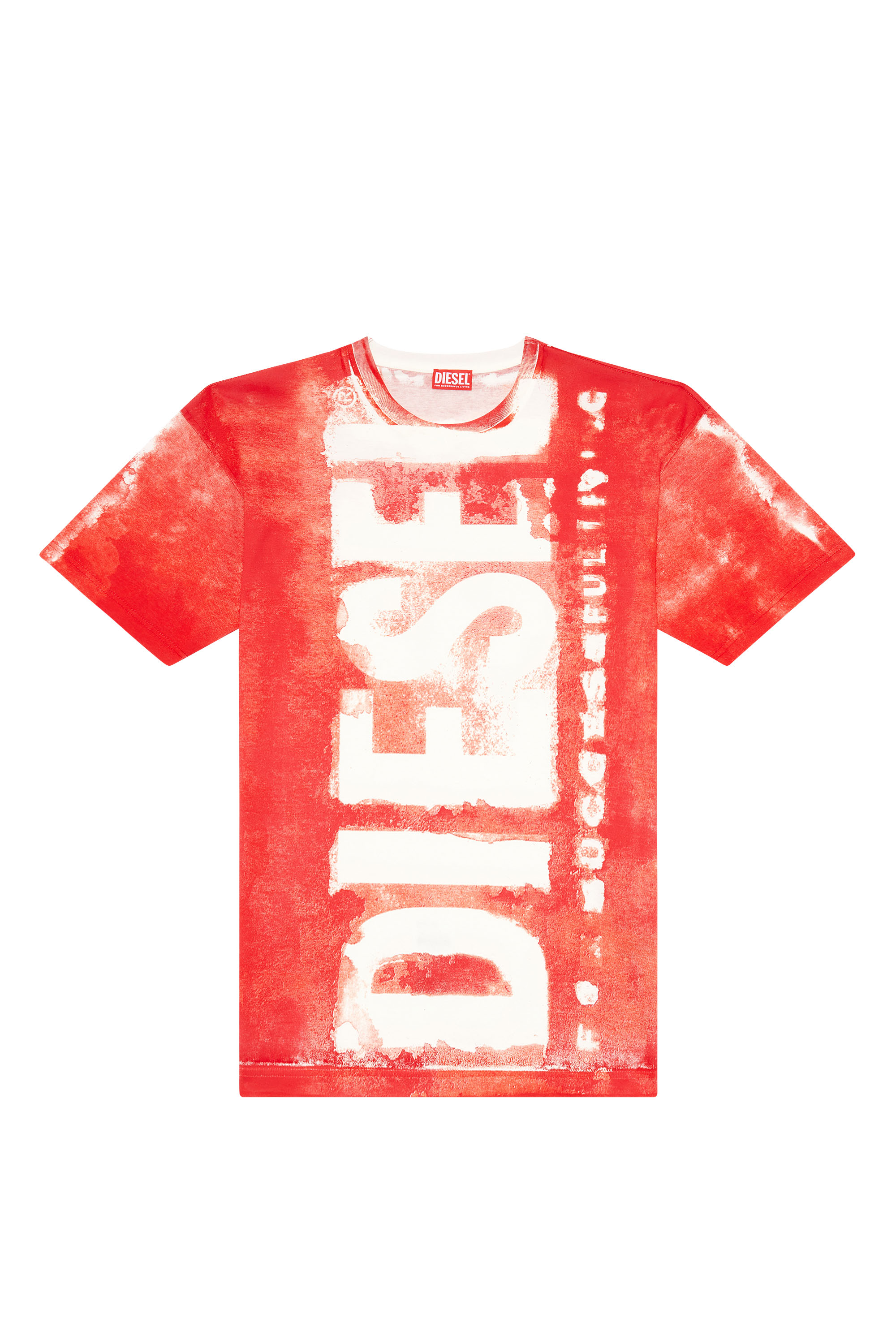 Diesel - T-BOXT-BISC, Man's T-shirt with maxi bleeding logos in Red - 1