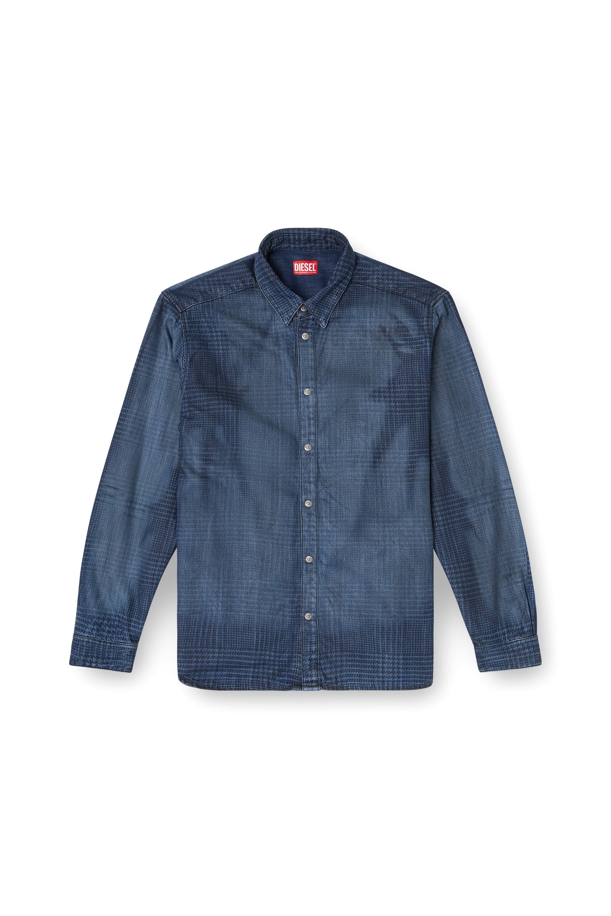 Diesel - D-SIMPLY-S13, Herren Hemd aus fließendem Prince of Wales Denim in Blau - 3