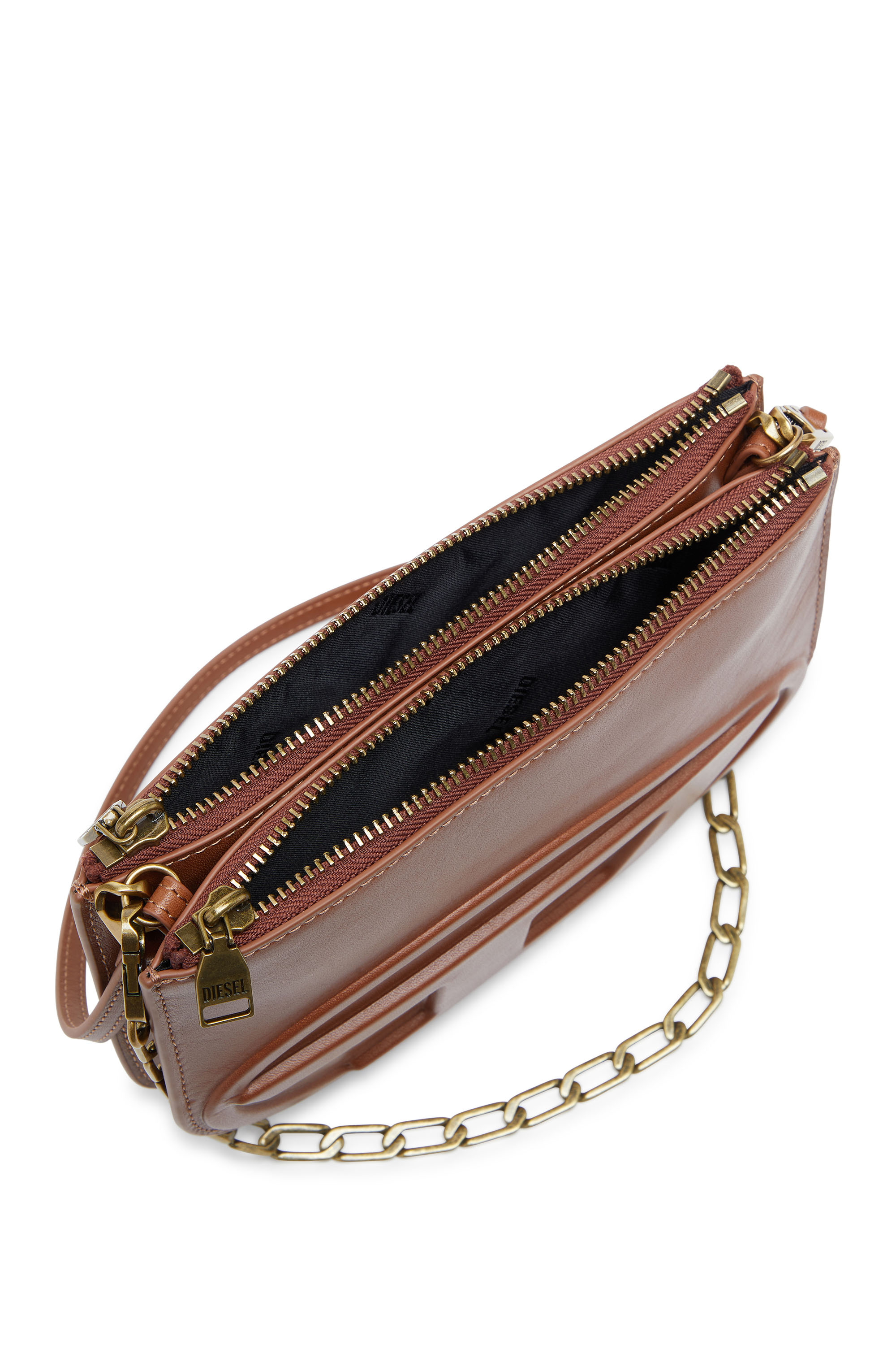 Diesel - 1DR TWIN, Damen 1DR Twin-Schultertasche mit Doppelfach aus Pull-up-Leder. in Braun - 4