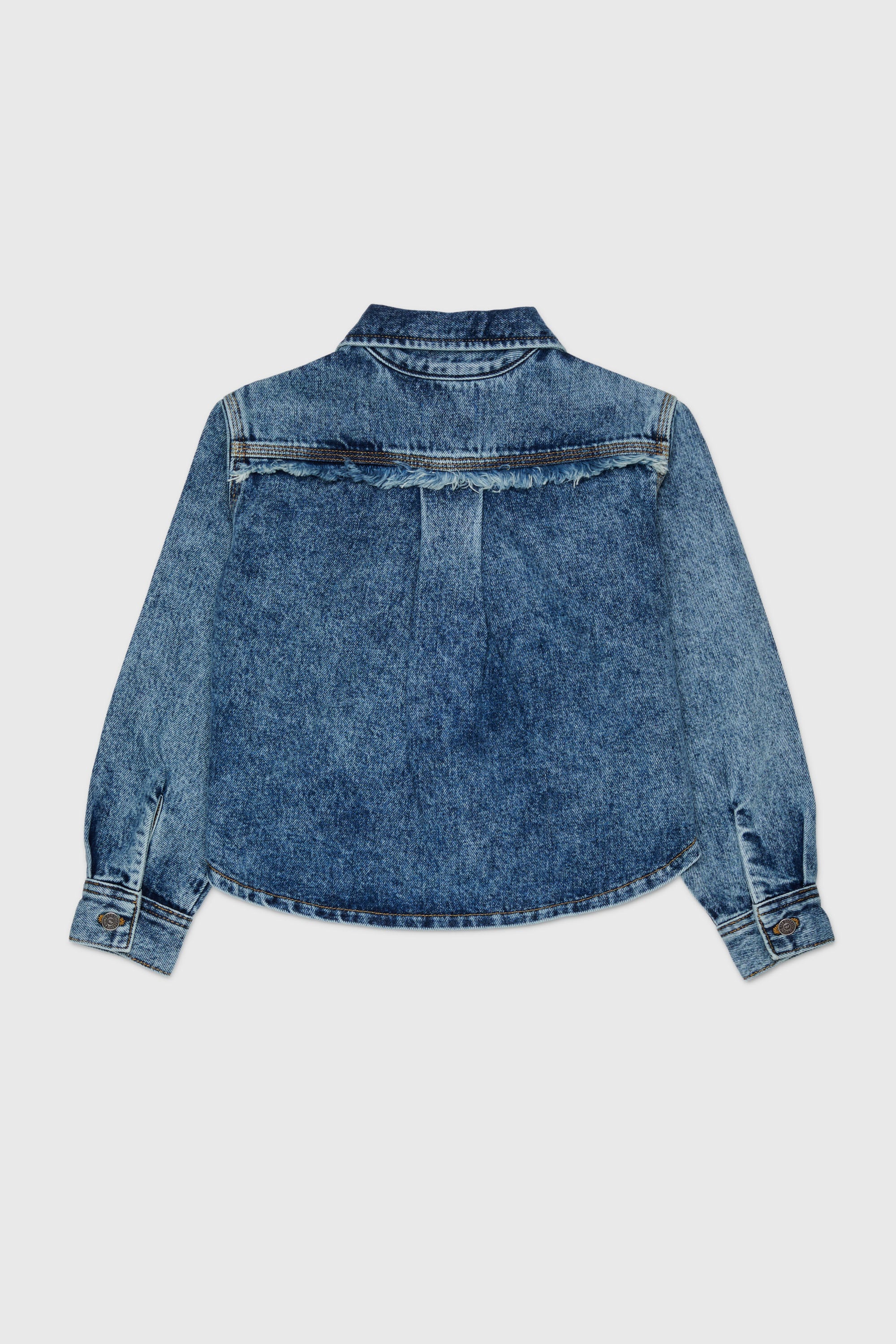 Diesel - CELKA, Woman's Zip-up denim shirt with frayed detail in Medium blue - 2