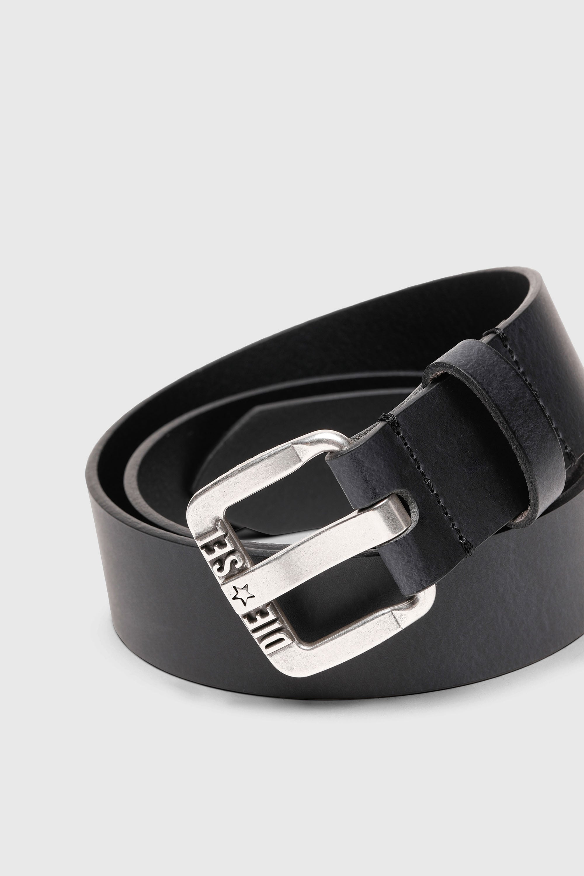 Diesel - B-STAR II, Herren 3.9cm G&uuml;rtel aus Leder mit Sternen-Logo-Schlie&szlig;e aus Metall in Schwarz - 2