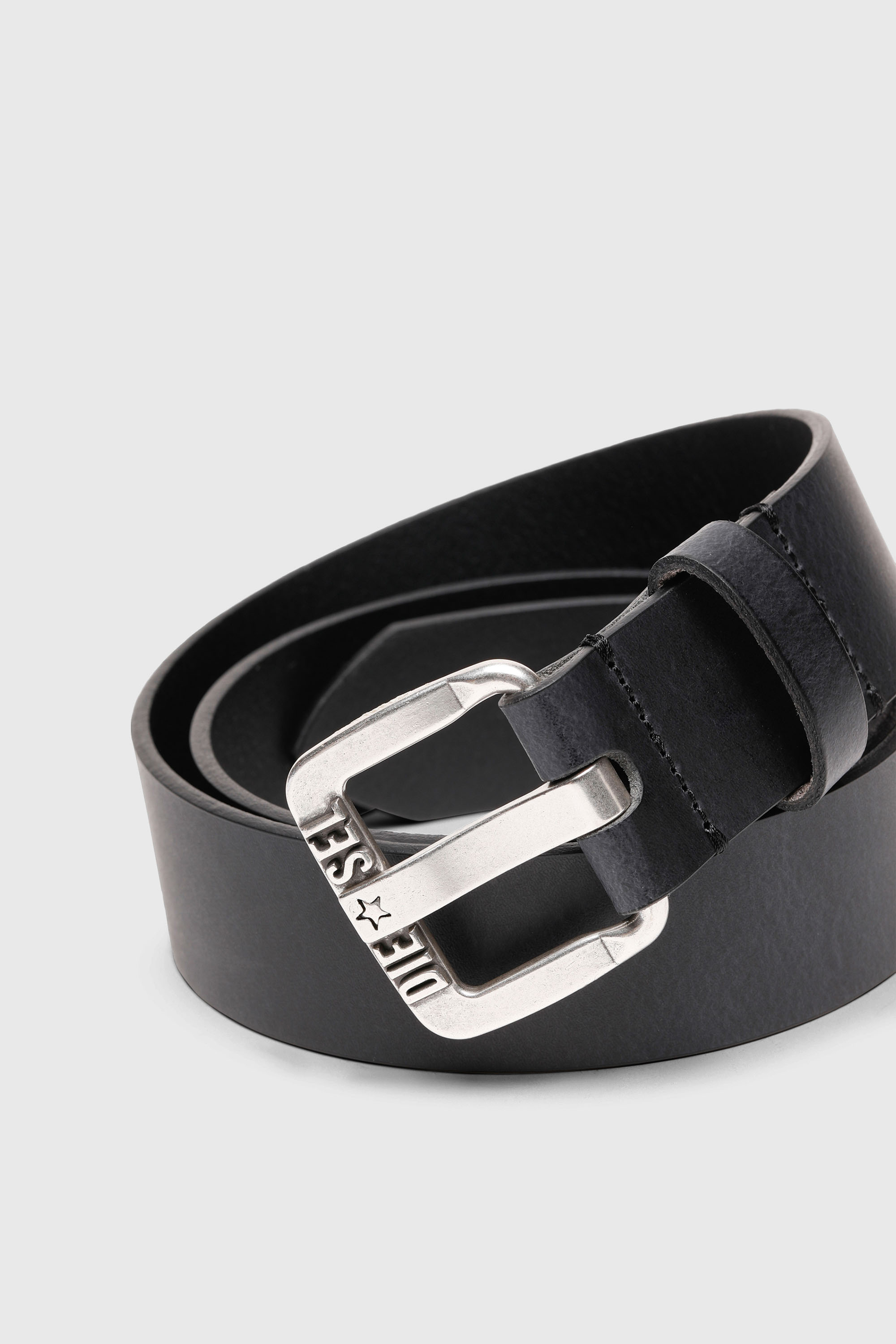 Diesel - B-STAR II, Herren 3.9cm G&uuml;rtel aus Leder mit Sternen-Logo-Schlie&szlig;e aus Metall in Schwarz - 2