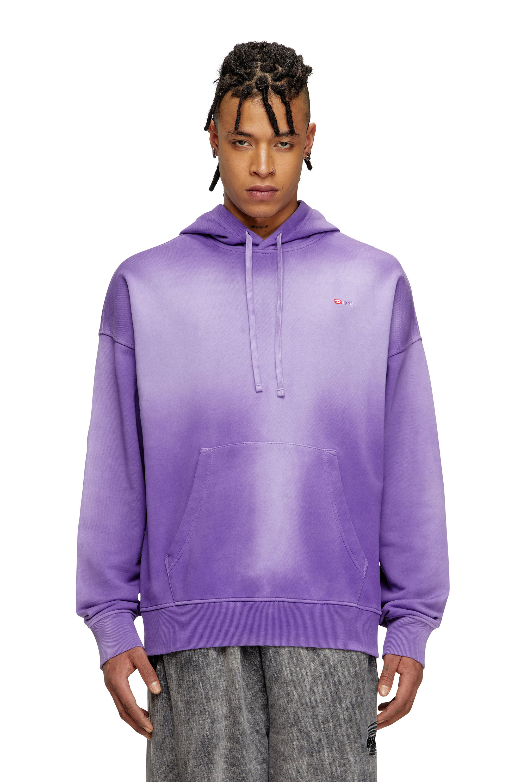 Diesel - S-ROB-HOOD-R2, Herren Verblasster Hoodie mit Mikro-Logo-Stickerei in Violett - 1