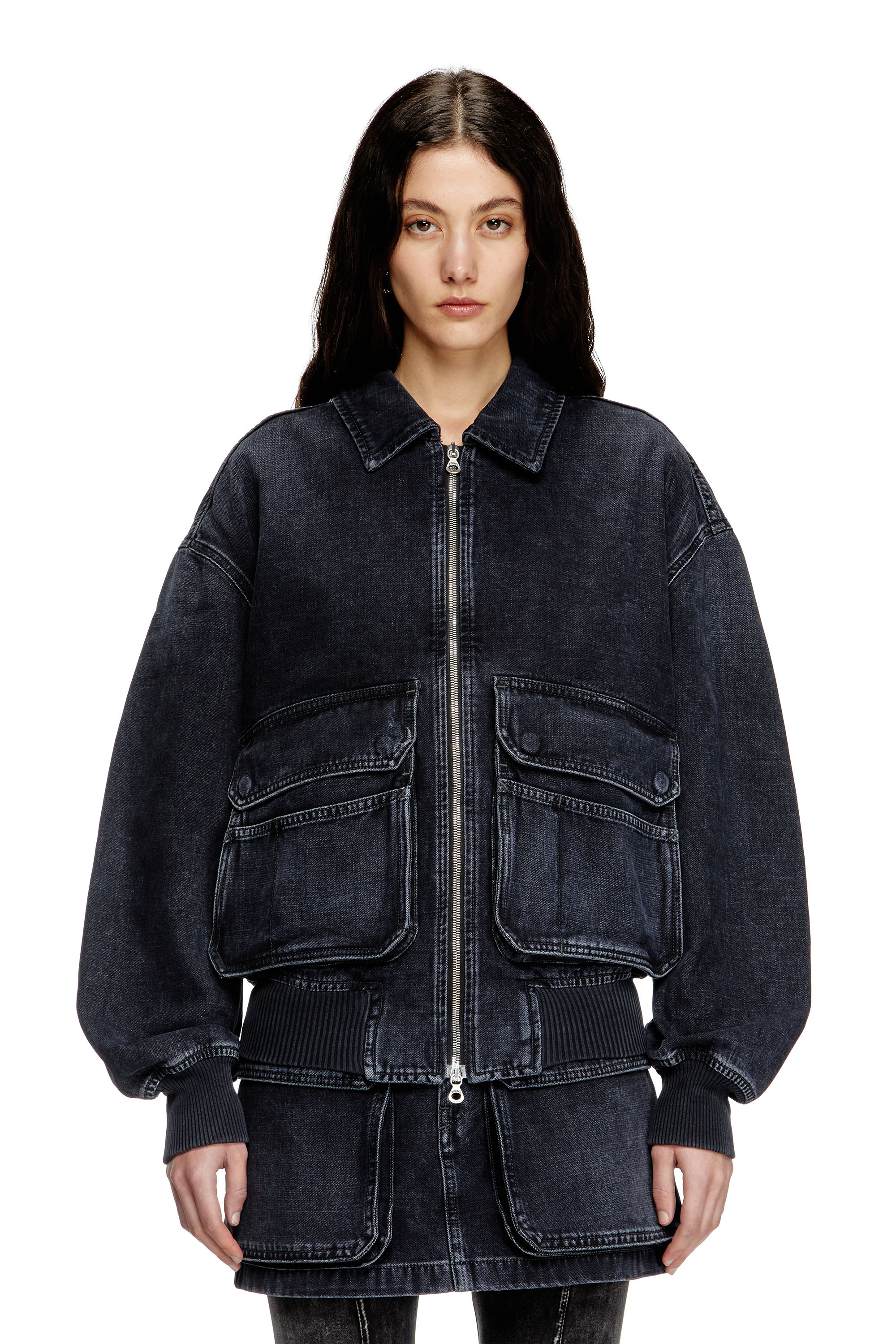 Diesel - D-KURZ, Unisex Jacke aus Denim in Köperbindung in Schwarz - 6