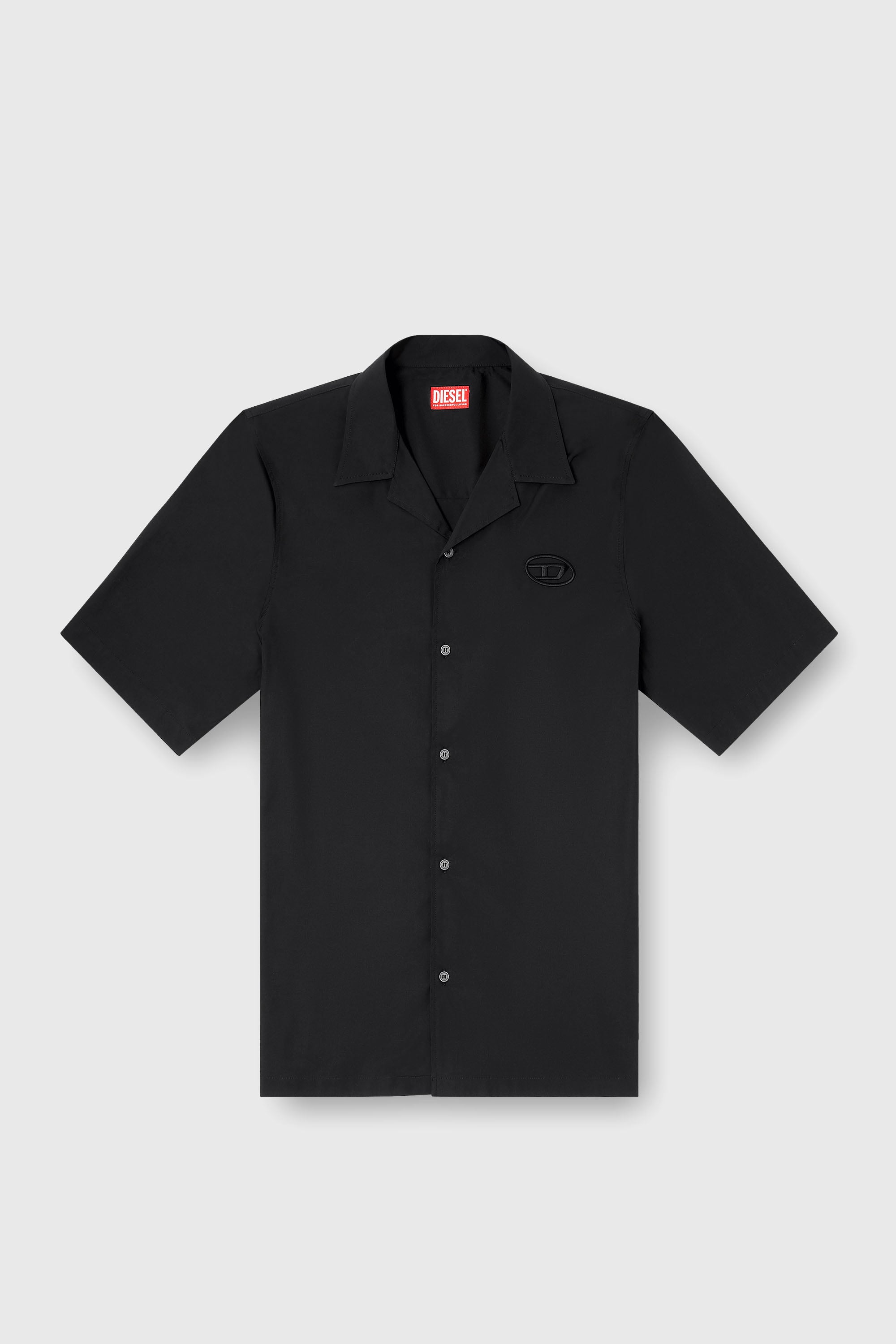 Diesel - S-MAC-GSBH, Herren Stretch-Popeline-Hemd mit Oval-D-Stickerei in Schwarz - 2