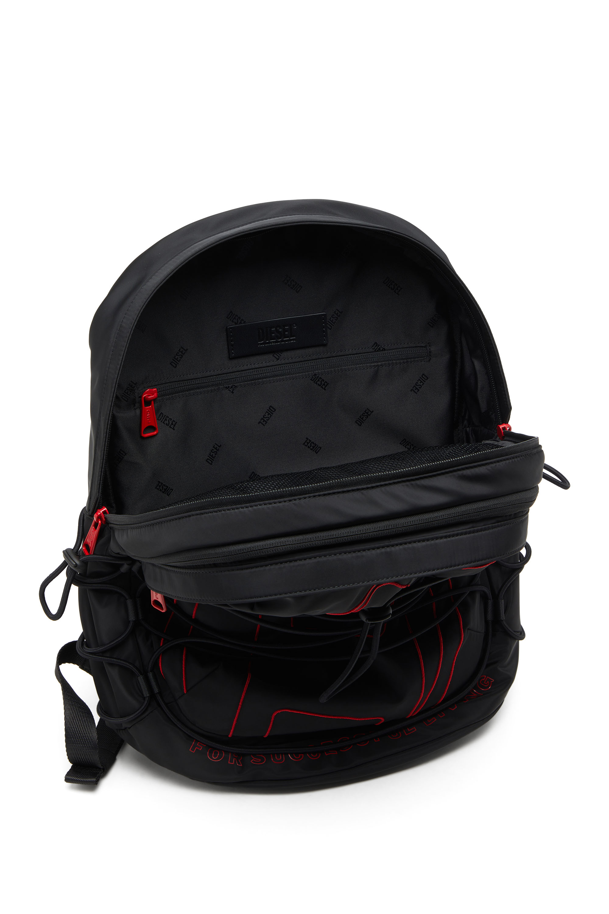 Diesel - TECH-D BACKPACK X, Unisex Tech-D-Rucksack aus Nylon mit Oval D-Stickerei in Schwarz - 4
