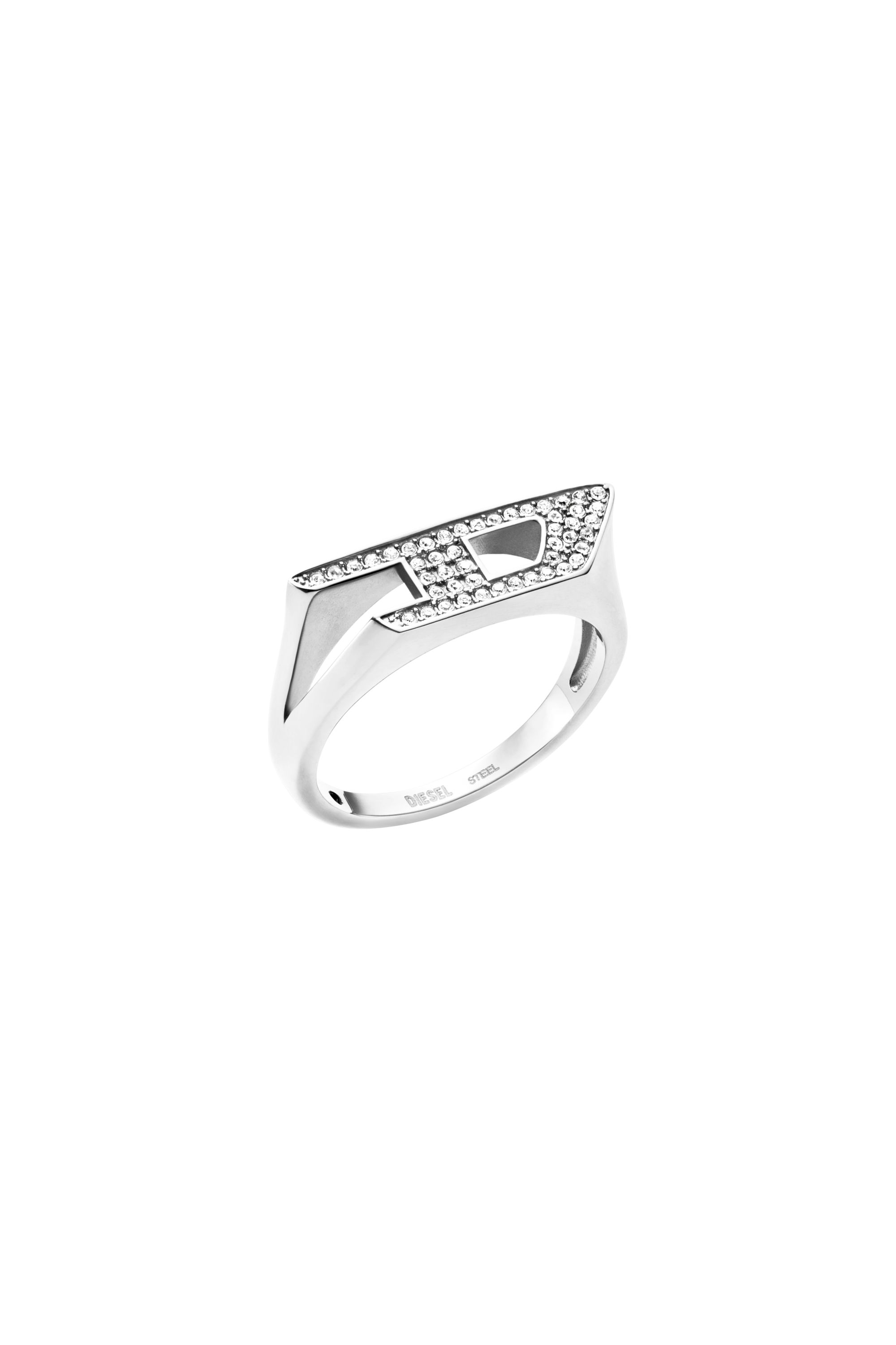 Diesel - DX1629040 JEWELLERY, Unisex Siegelring aus Edelstahl mit Glitzereffekt in Silber - 1