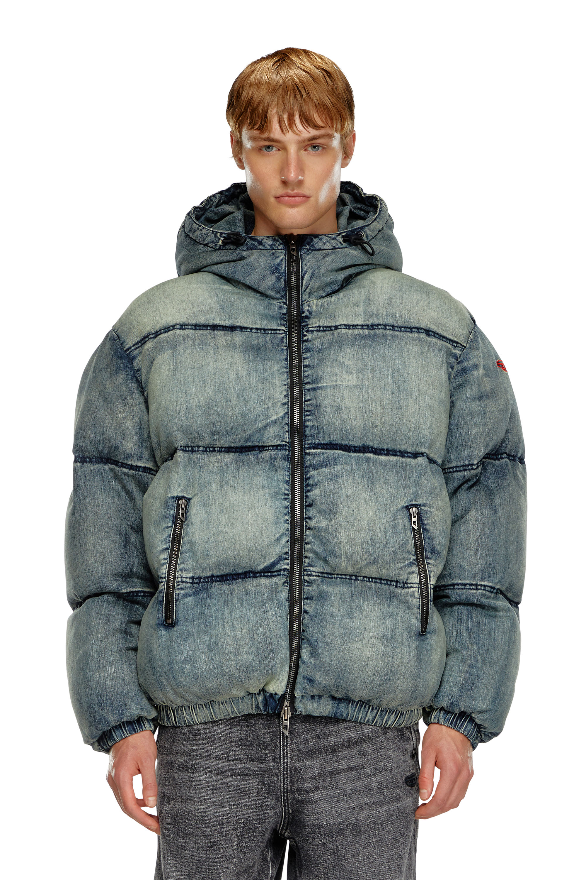 Diesel - W-MONS, Herren Pufferjacke aus behandeltem Denim in Blau - 6