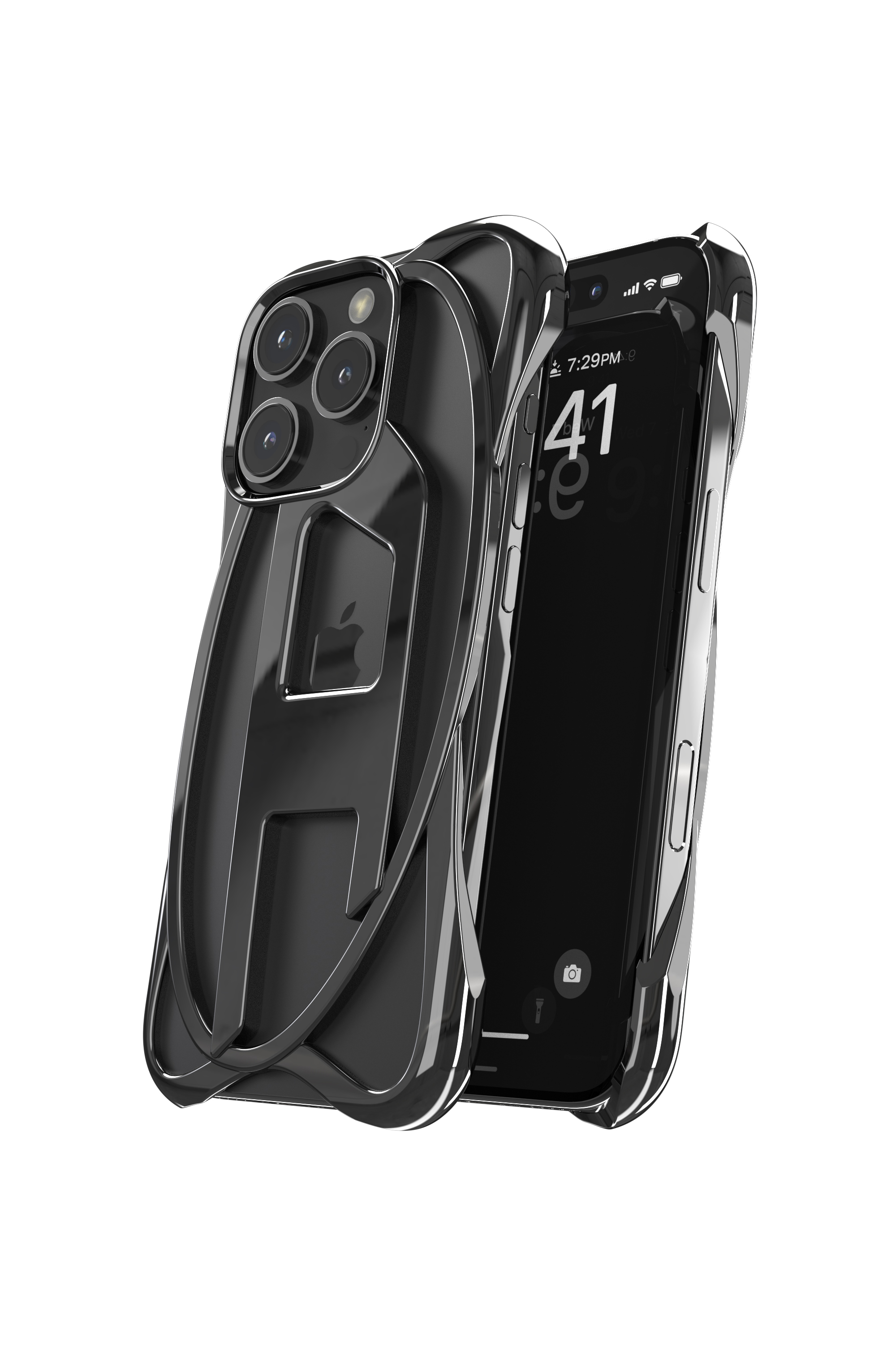 Diesel - 60268 CAGED D CASE, Unisex Gitter-D-Hülle iPhone 16 Pro in Schwarz - 3