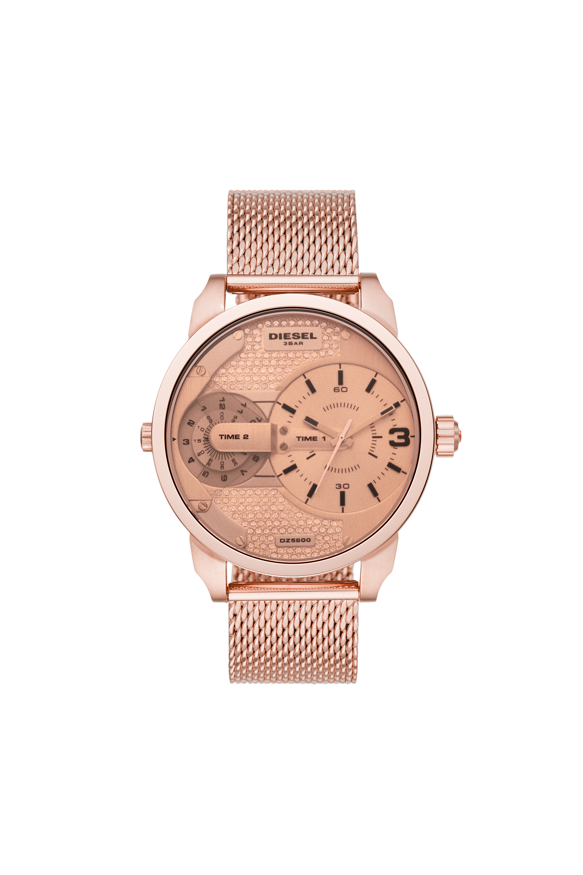 Diesel - DZ5600, Damen Mini Daddy Multifunktions-Armbanduhr aus ros&eacute;goldfarbenem Edelstahl in Rosa - 1