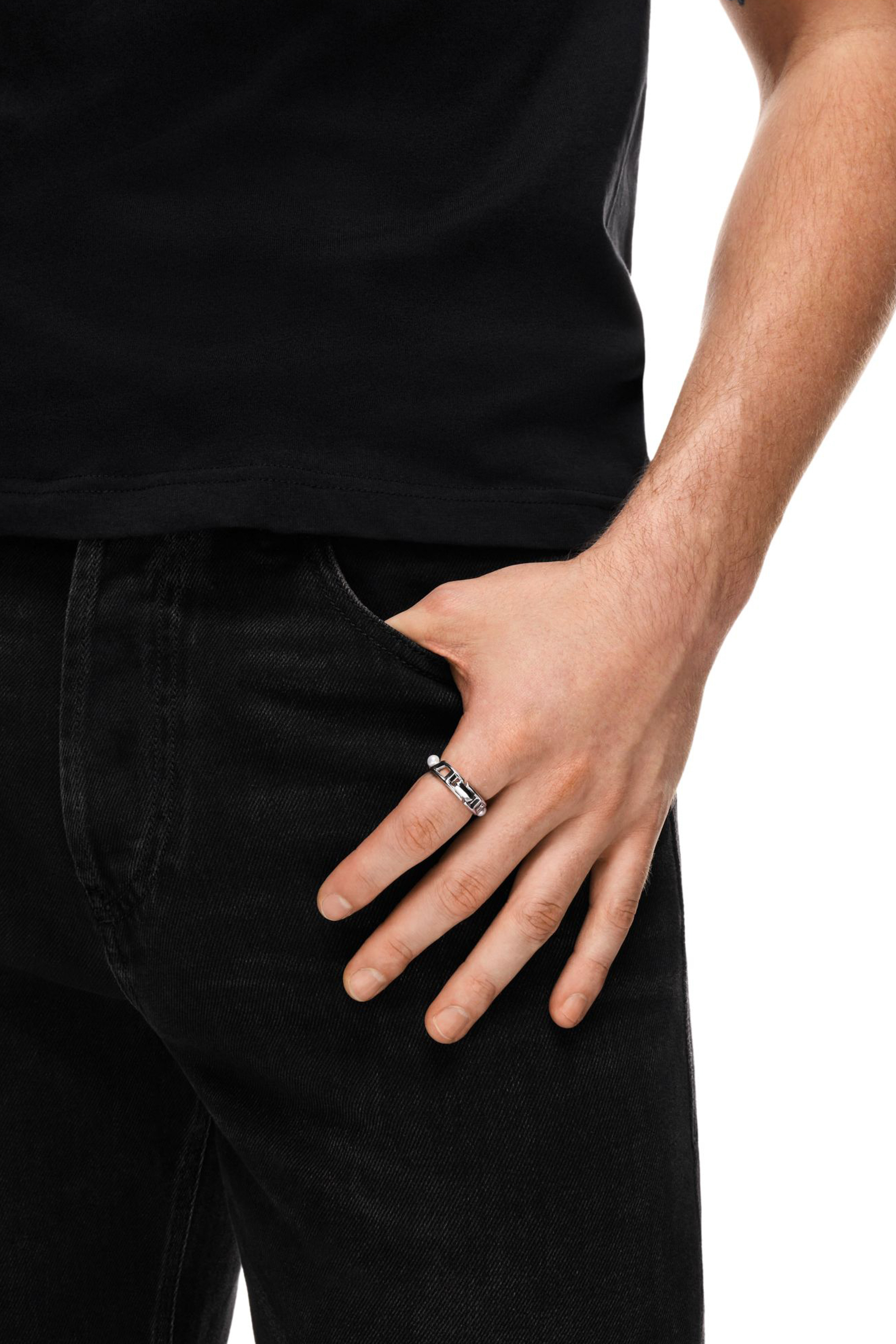 Diesel - DL1370040 STERLING SILVER JEWEL, Unisex Bandring aus Sterlingsilber und Perle in Silber - 4
