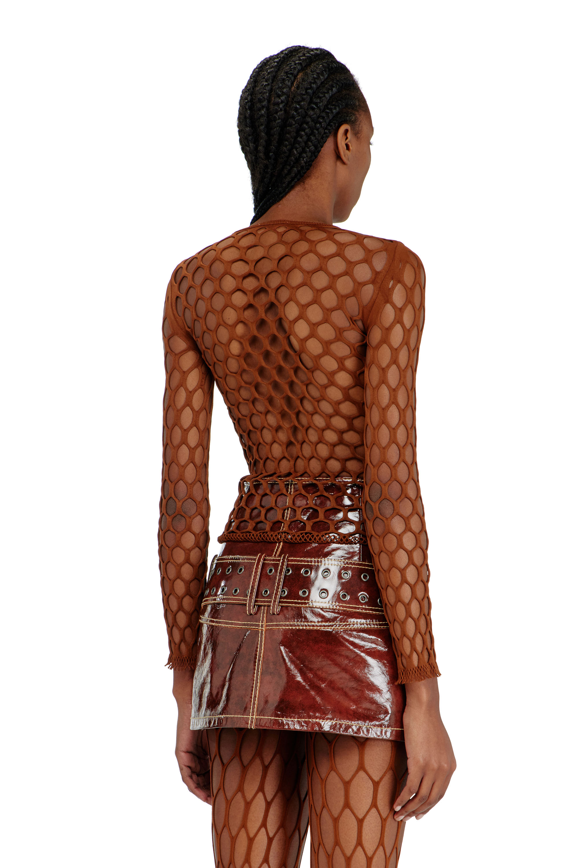 Diesel - M-ZANDA, Damen Elastisches Mesh-Stricktop in Braun - 4