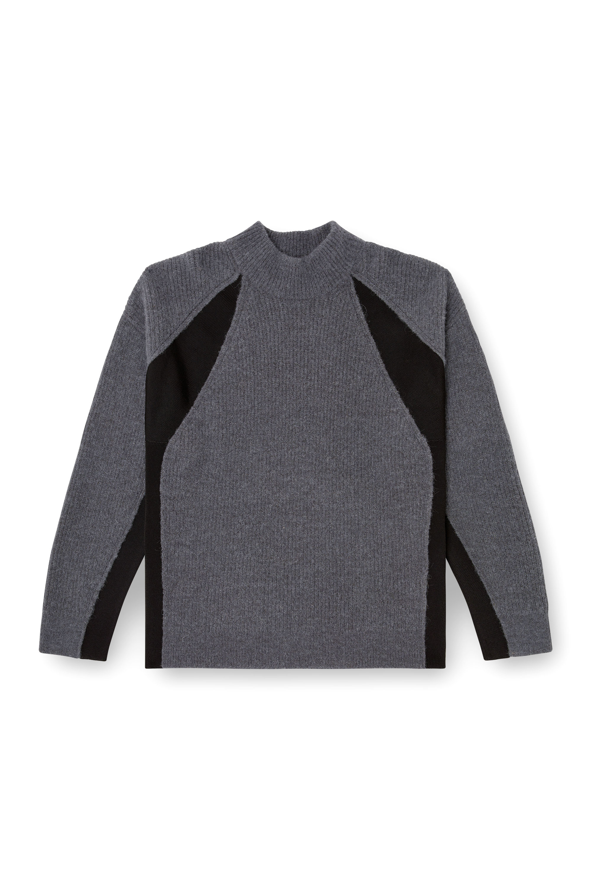 Diesel - K-LOLLO-TN, Herren Pullover aus Alpakamischung mit kontrastierenden Einsätzen in Grau - 2