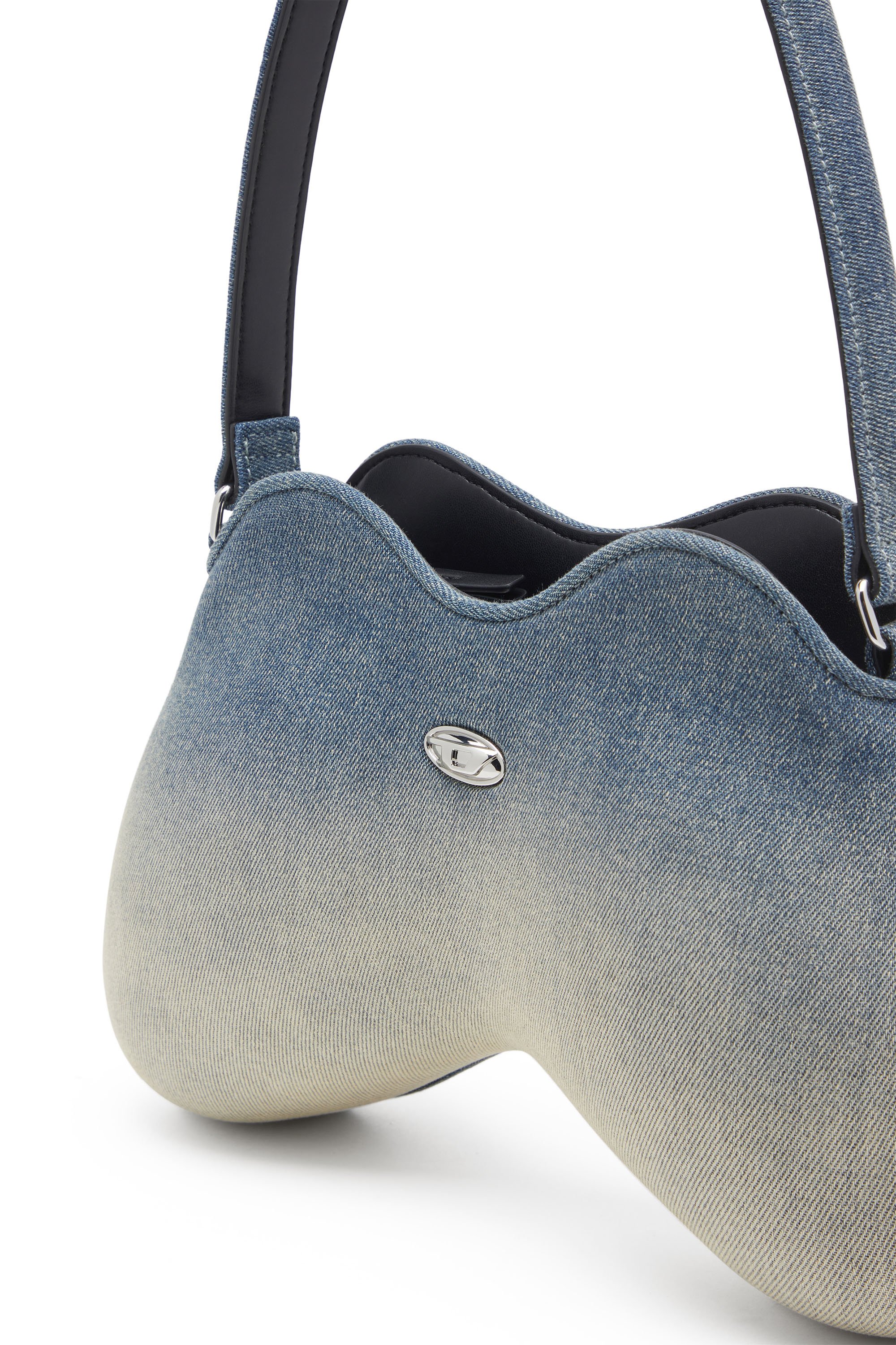 Diesel - DOUBLE-D SHOULDER, Damen Schultertasche aus solarisiertem Denim in Hellblau - 5