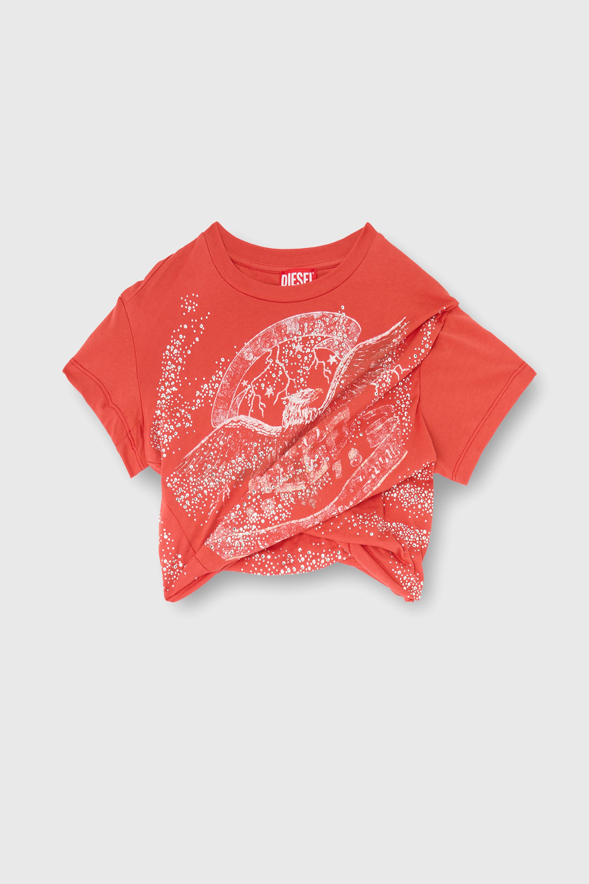 Diesel - T-WINCY, Damen Gerafftes T-Shirt aus doppellagigem Jersey in Rot - 1