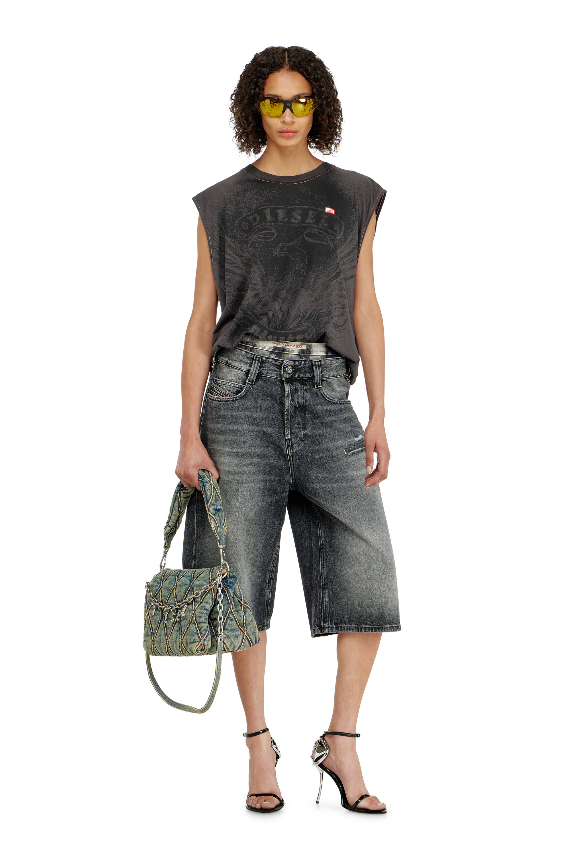 Diesel - D-ENIM-M-SHORT, Unisex Denim relaxed shorts mit Abrasionen in null - 2