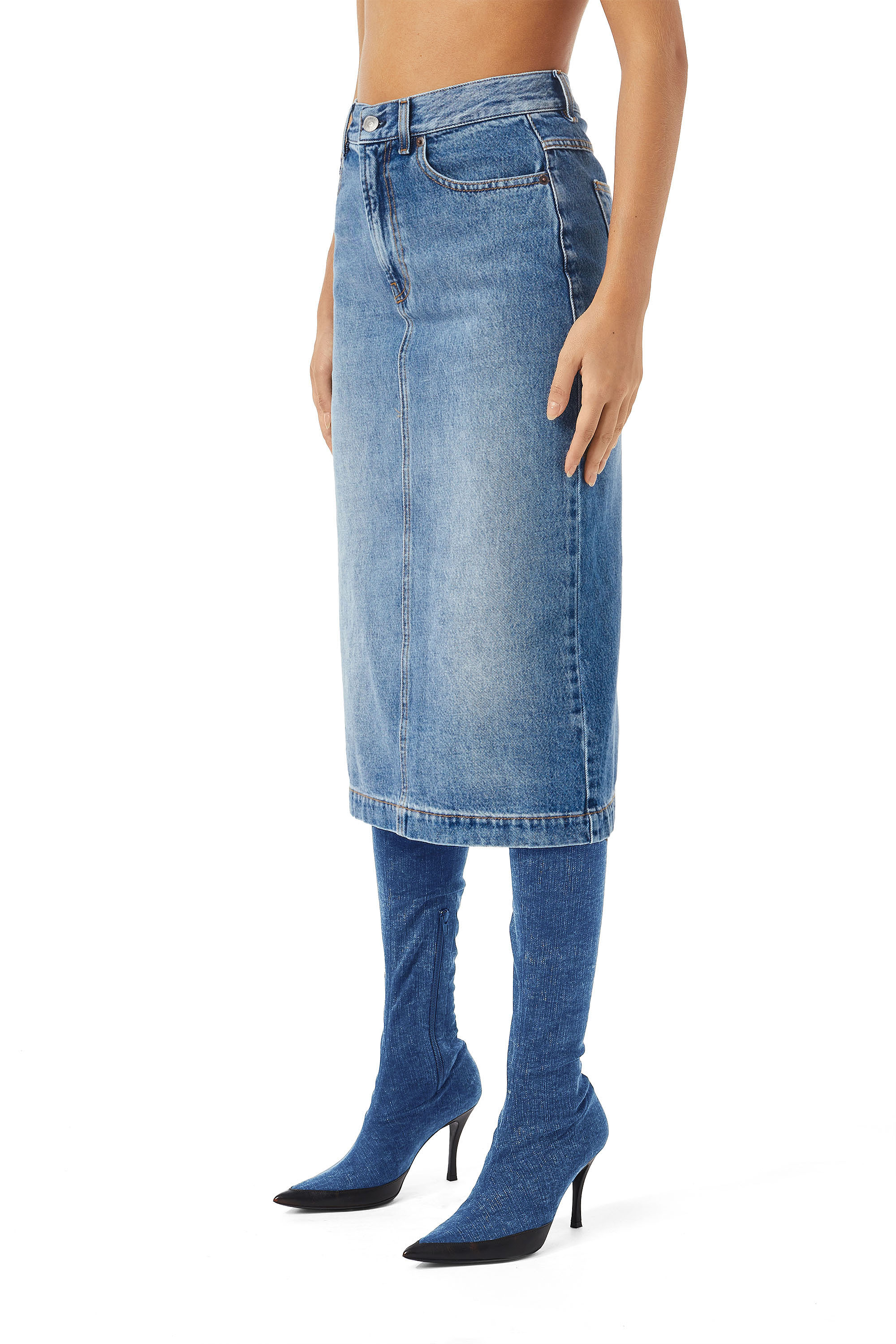 Diesel - DE-RONNY PENCIL SKIRT, Mittelblau - Image 3