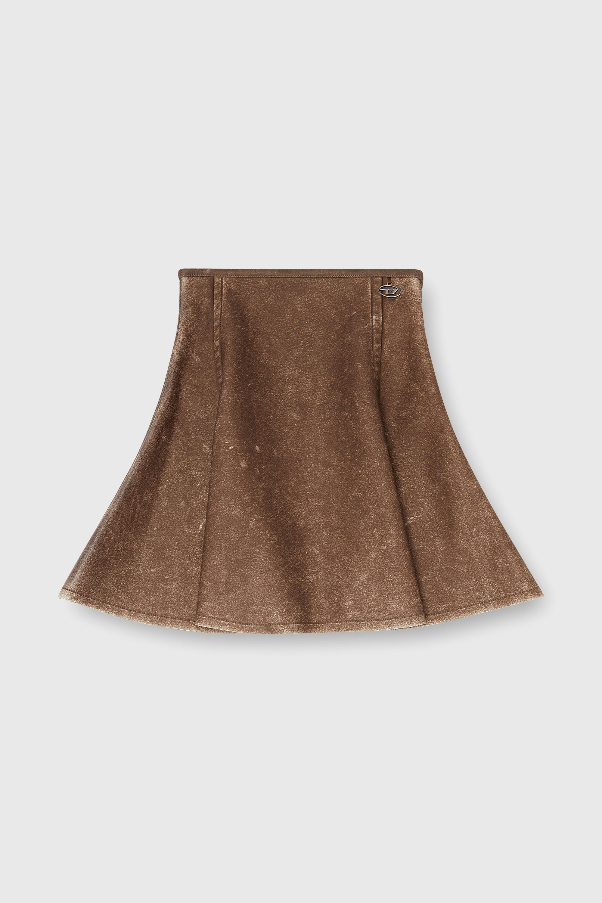 Diesel - O-ERINA, Damen Ausgestellter Minirock aus beschichtetem Material in Braun - 2