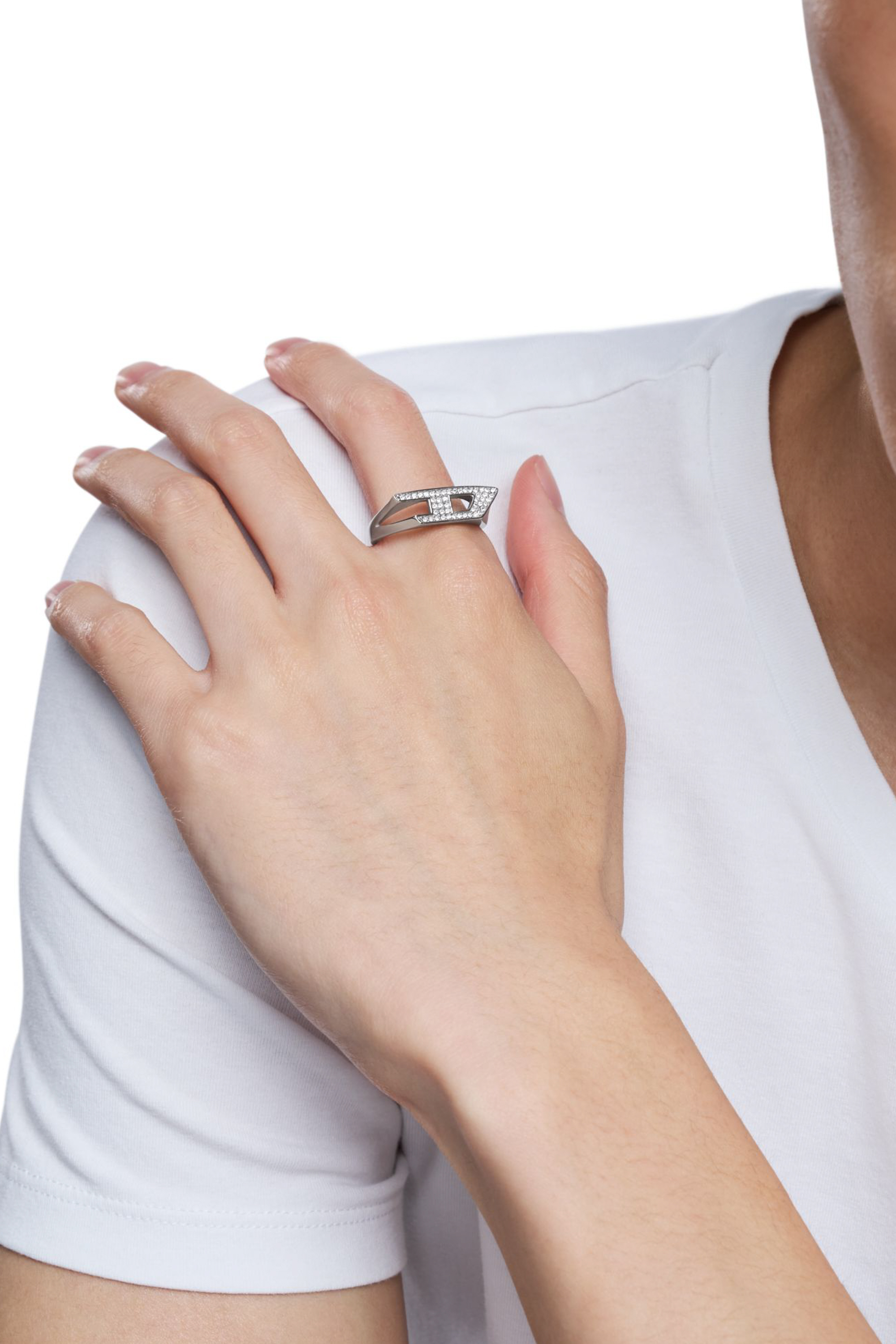 Diesel - DX1629040 JEWELLERY, Unisex Siegelring aus Edelstahl mit Glitzereffekt in Silber - 6